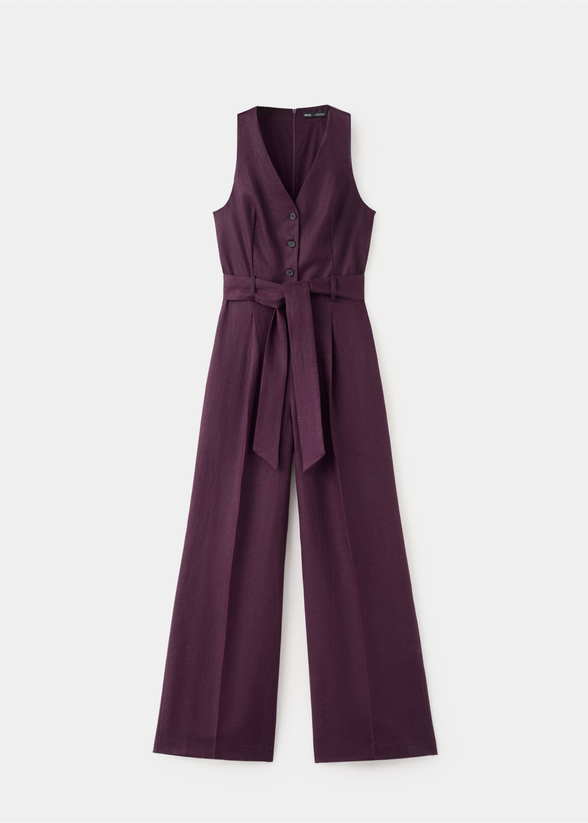 Belt linen jumpsuit - Article without model, Blackberry. Ref: 27097913-00.