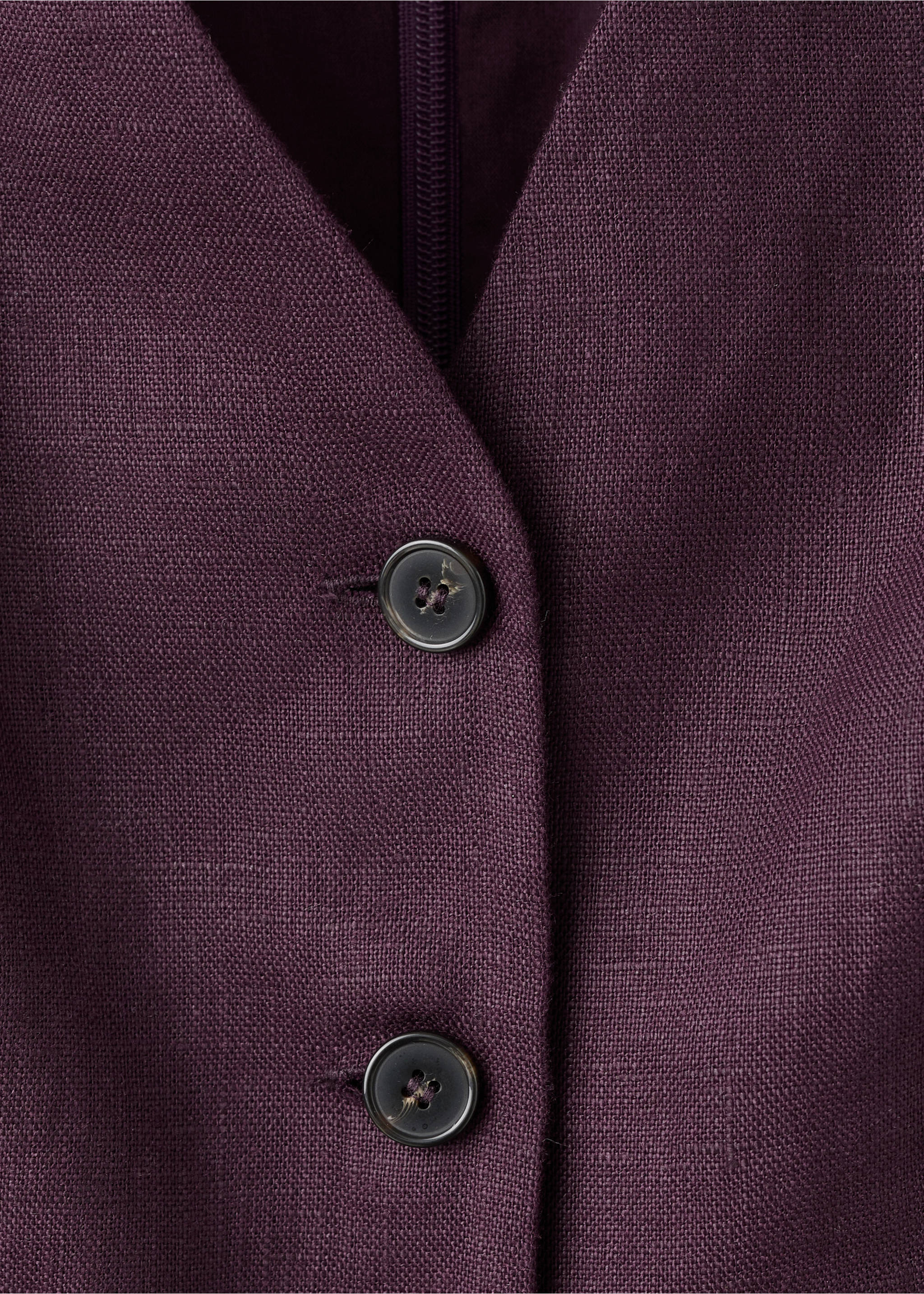 Belt linen jumpsuit - Details of the article 0, Blackberry. Ref: 27097913-00.
