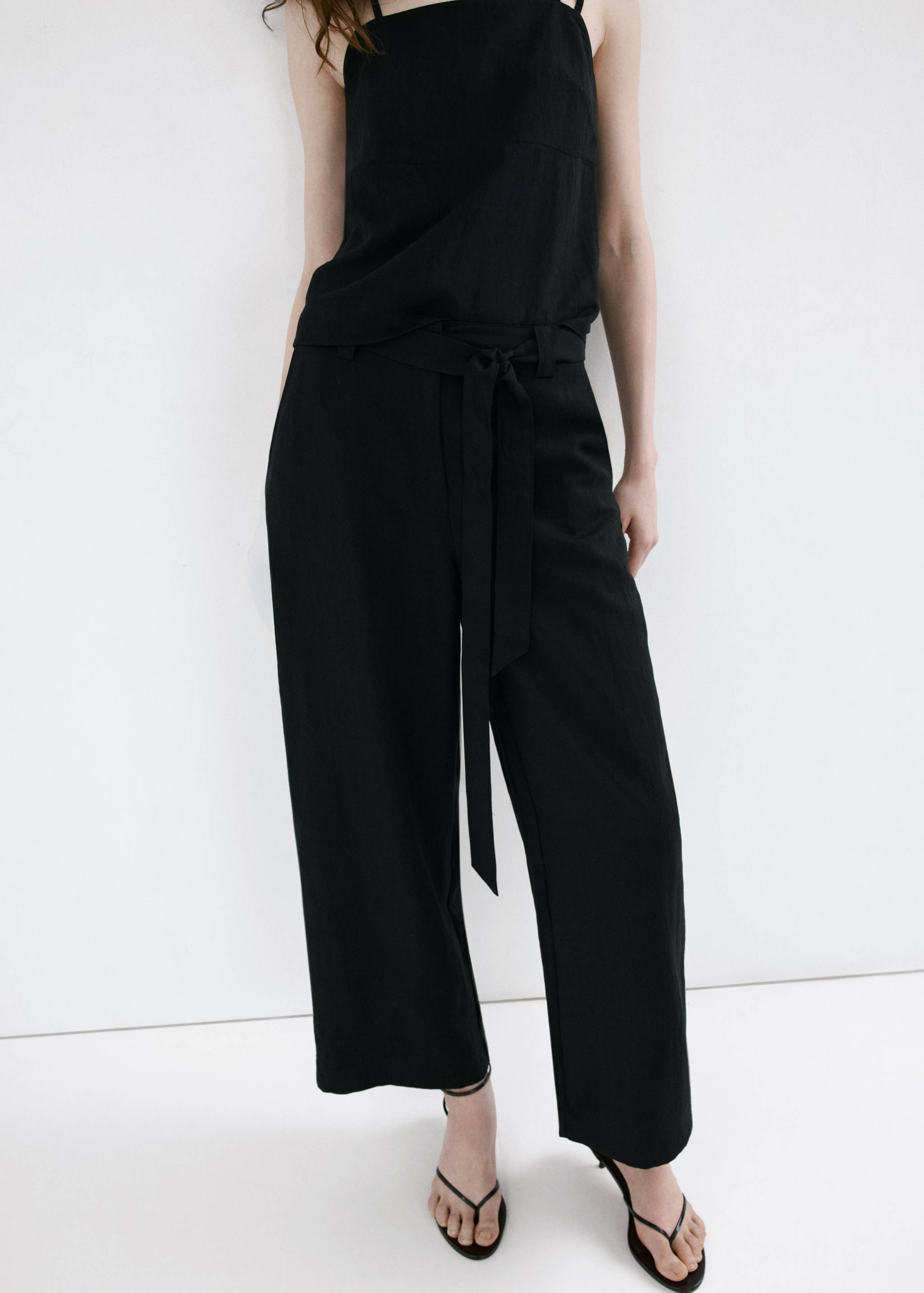 Lyocell trousers with belt - Medium plane