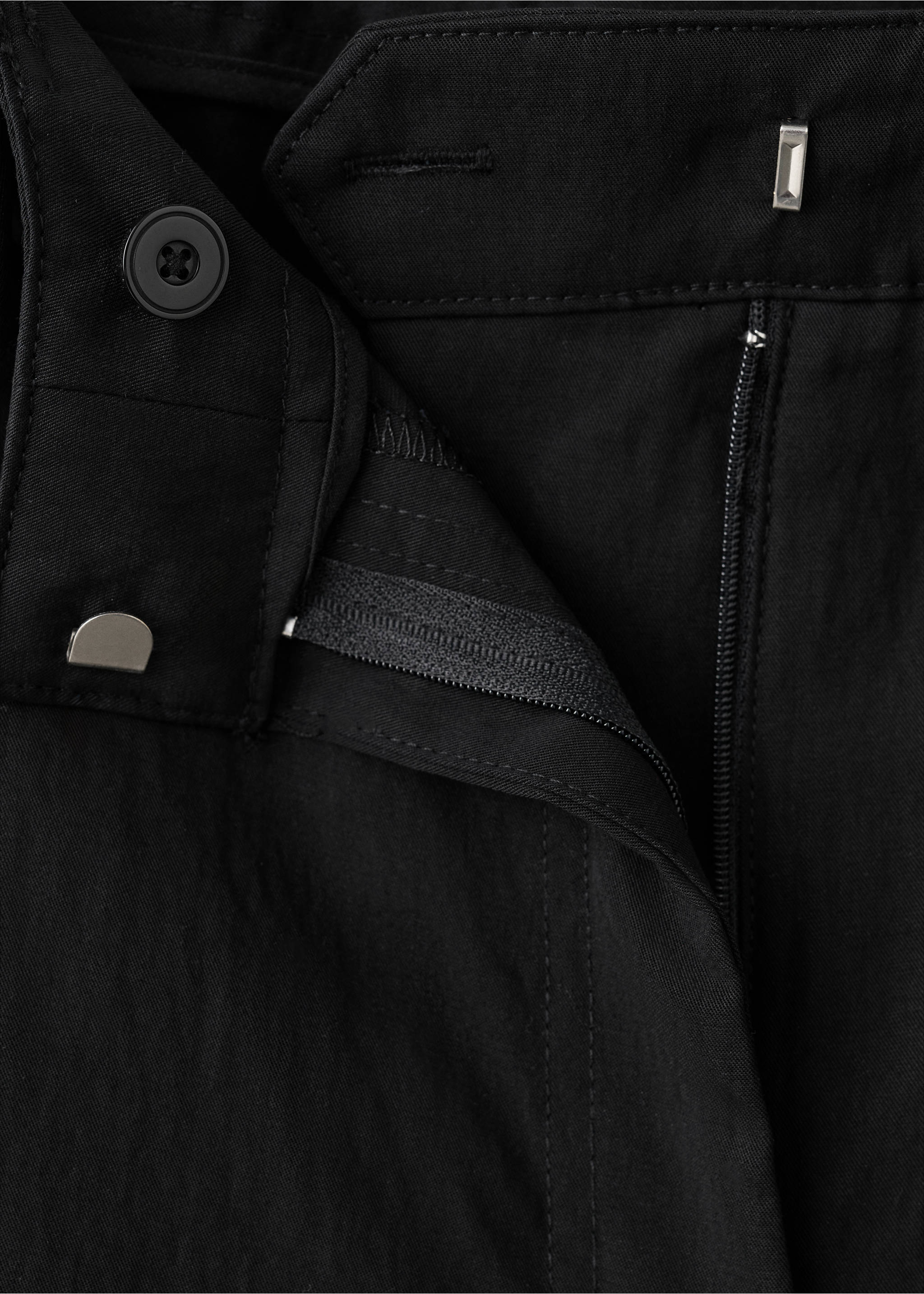 Lyocell trousers with belt - Details of the article 0, Black. Ref: 27097916-00.