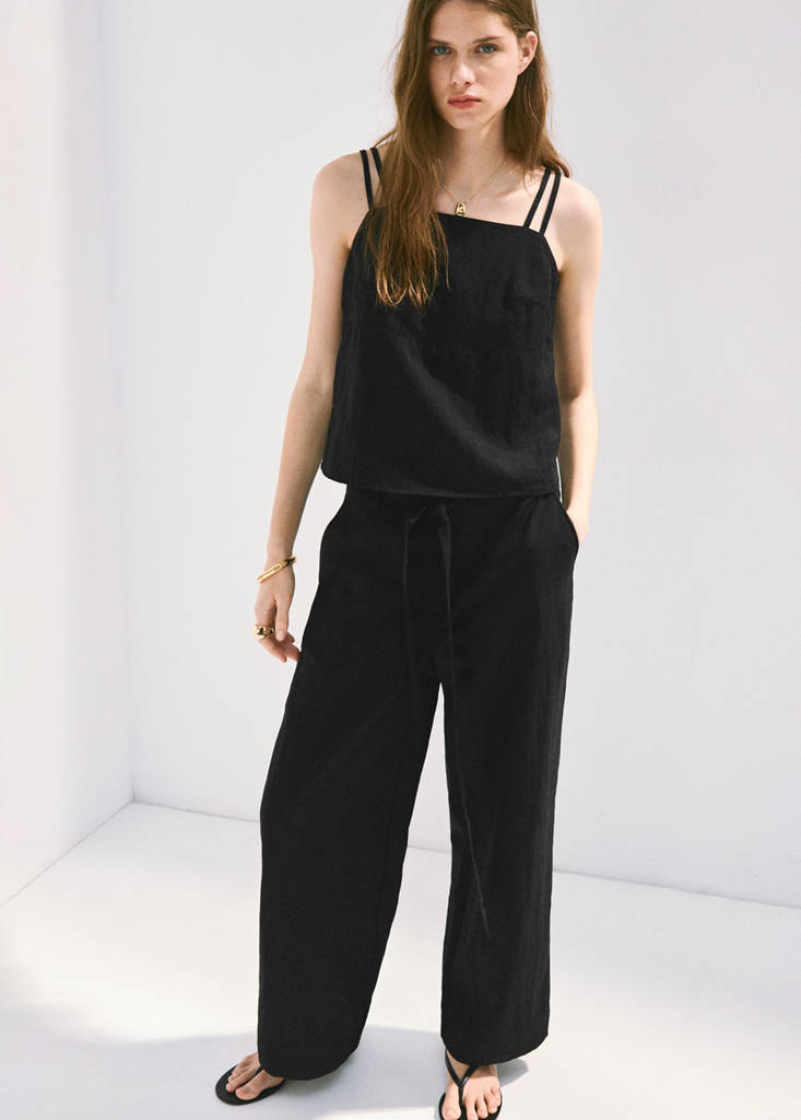 Lyocell trousers with belt — Black