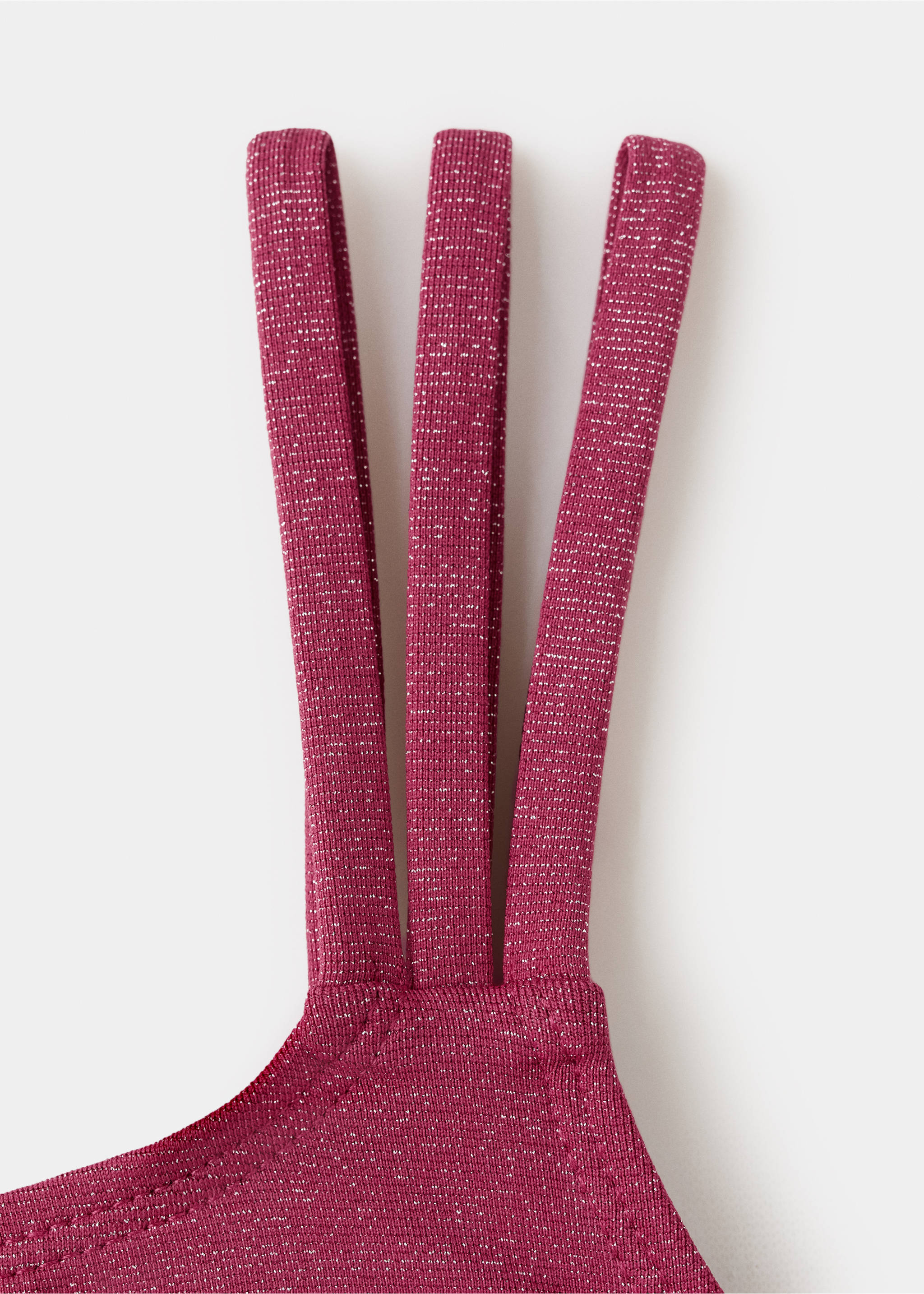 Asymmetric shimmer bikini - Details of the article 8, Burgundy. Ref: 27097917-00.