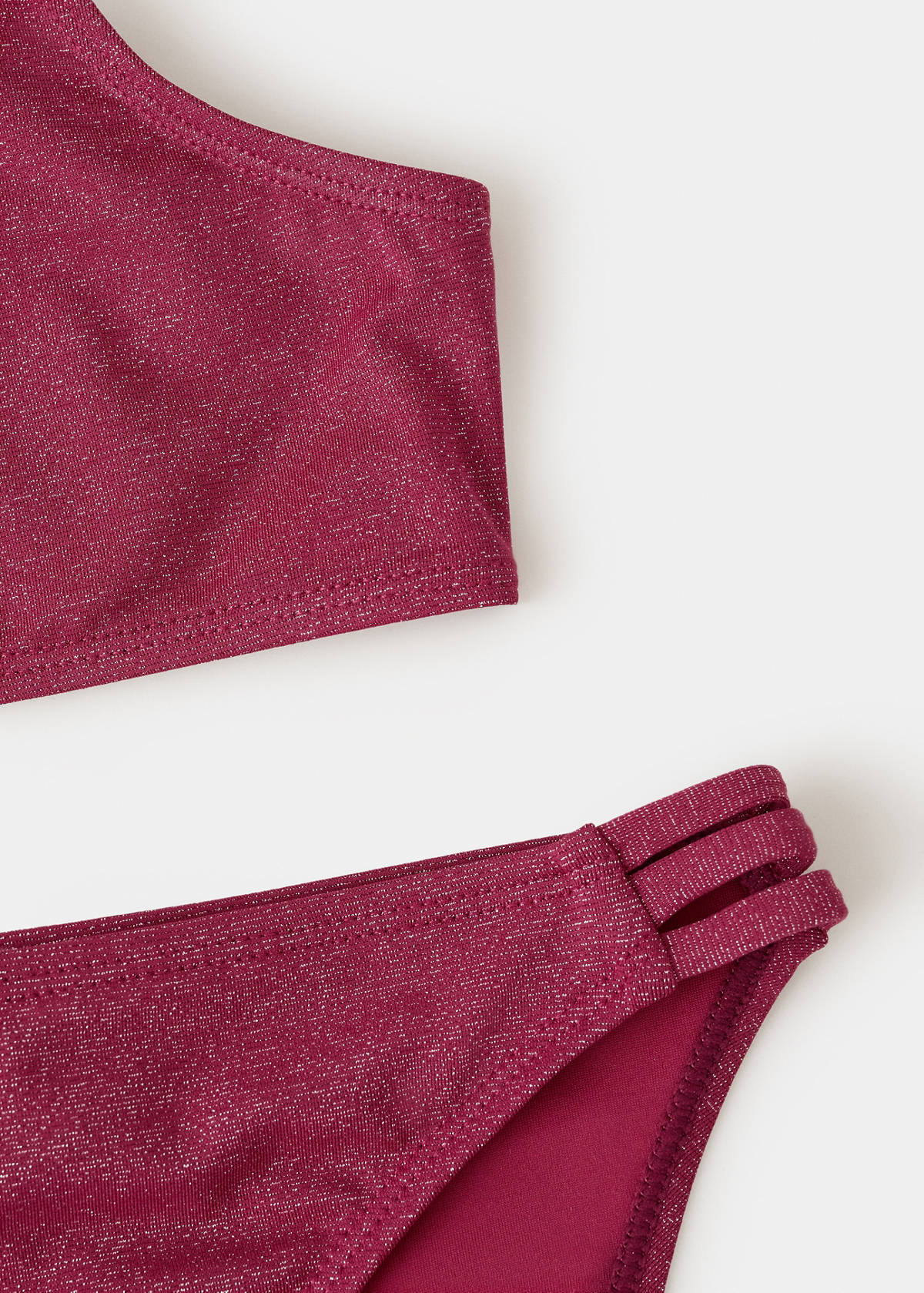 Asymmetric shimmer bikini — Burgundy