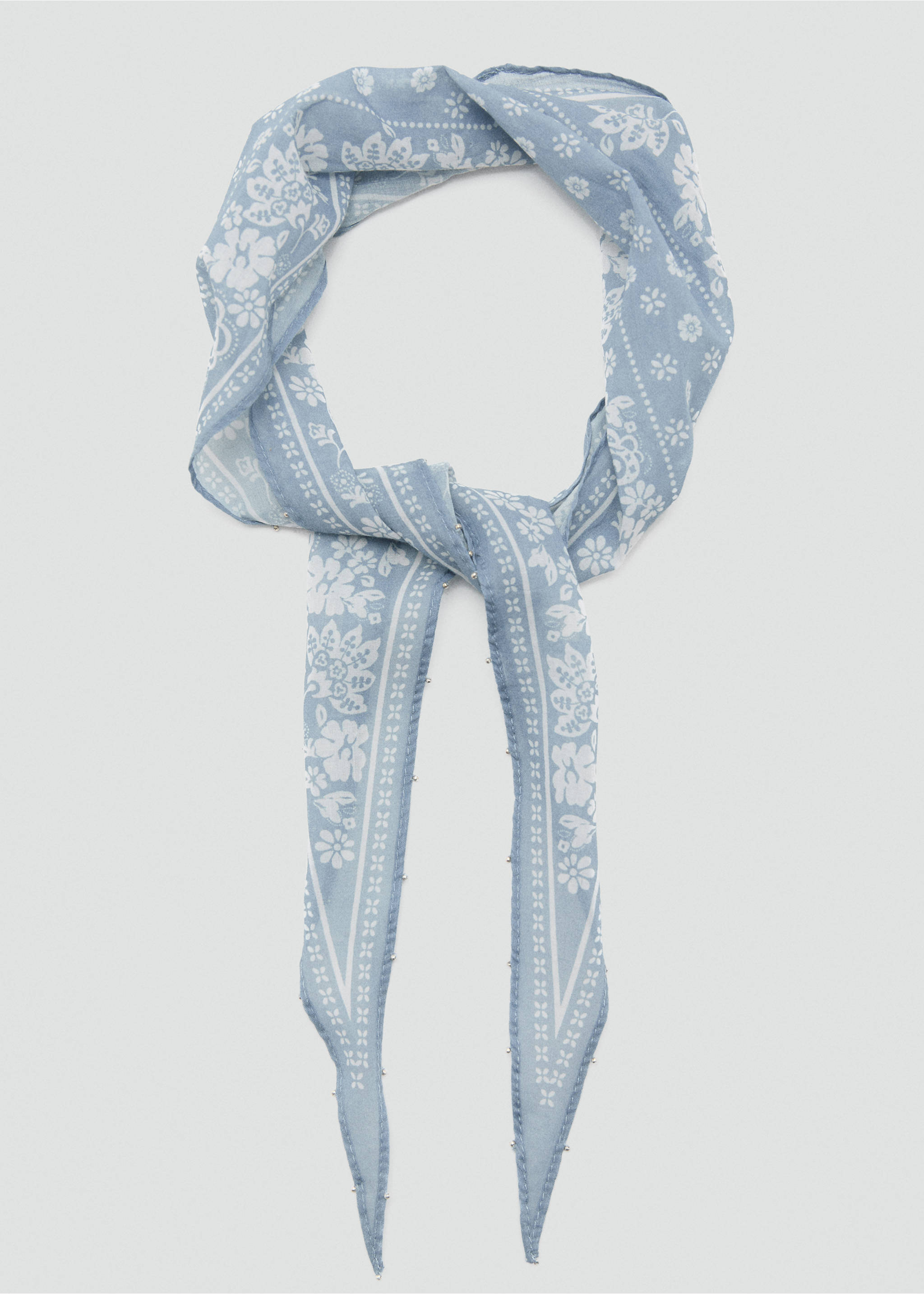 Printed bandana scarf - Details of the article 1, Sky Blue. Ref: 27097922-00.
