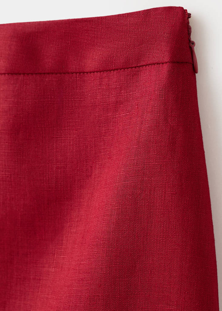 Linen midi skirt — Red