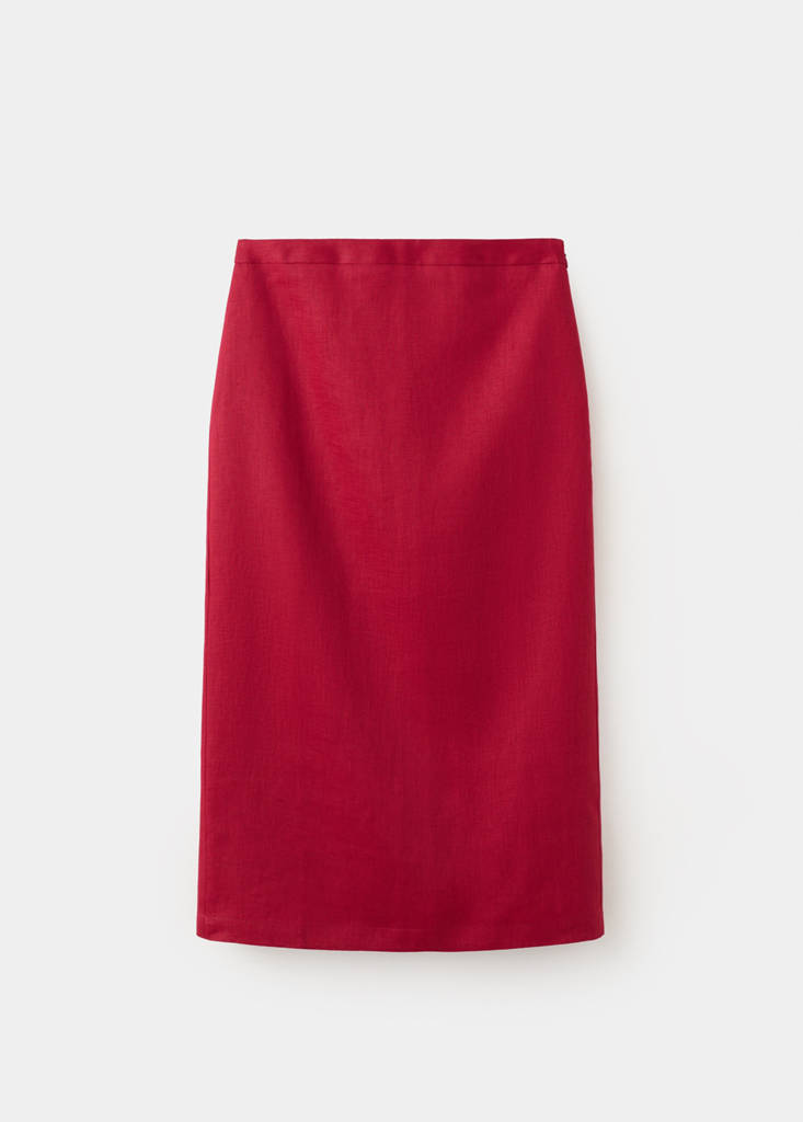 Linen midi skirt — Red