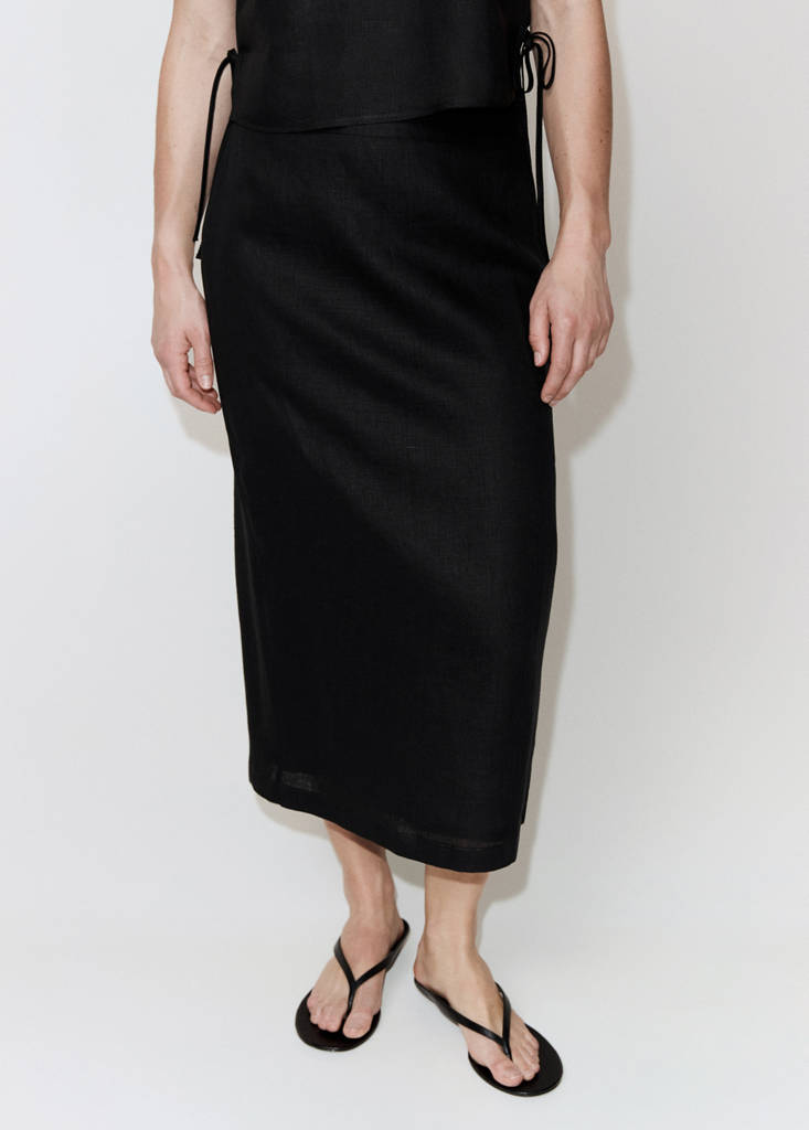 Falda midi lino