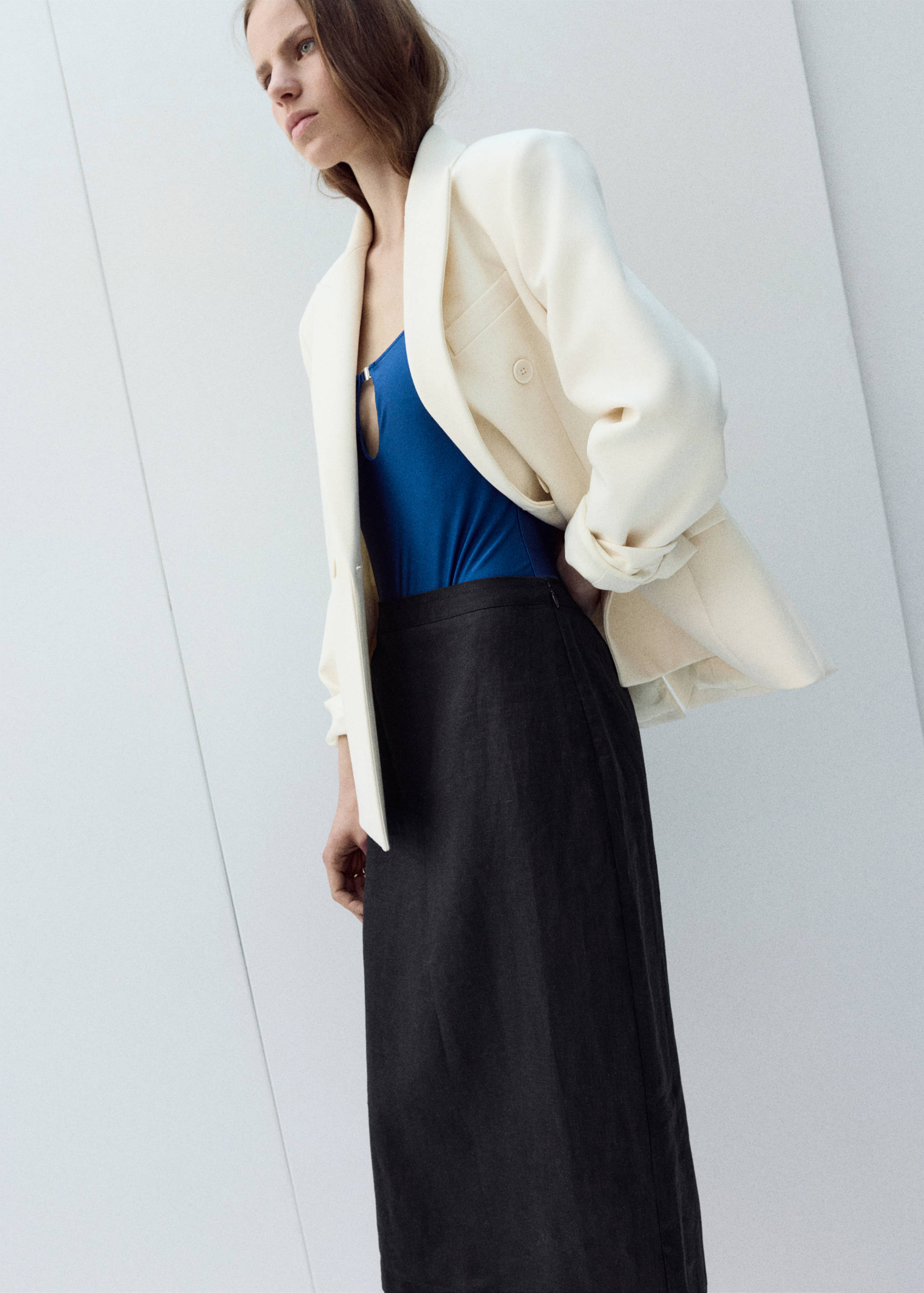 Linen midi skirt - Medium plane