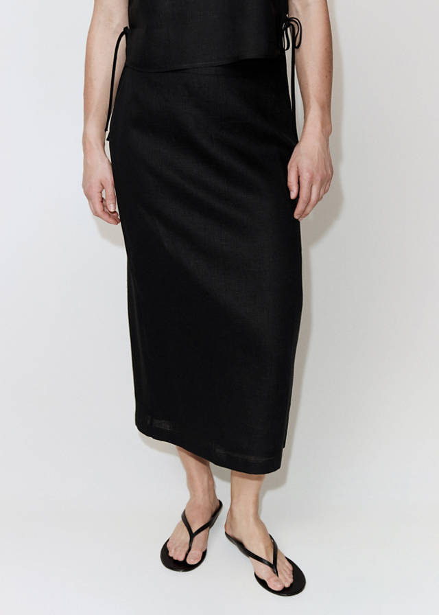 Mango linen midi skirt in ecru an elegant modest skirt for warm days