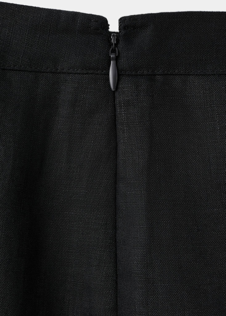 Linen midi skirt — Black