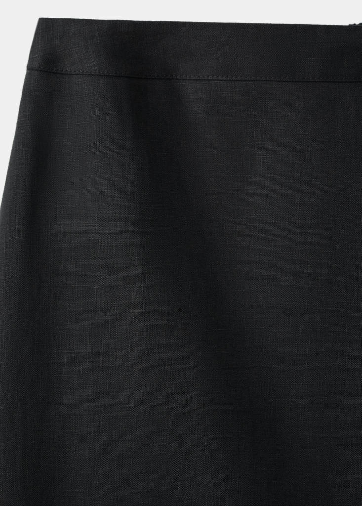 Linen midi skirt — Black