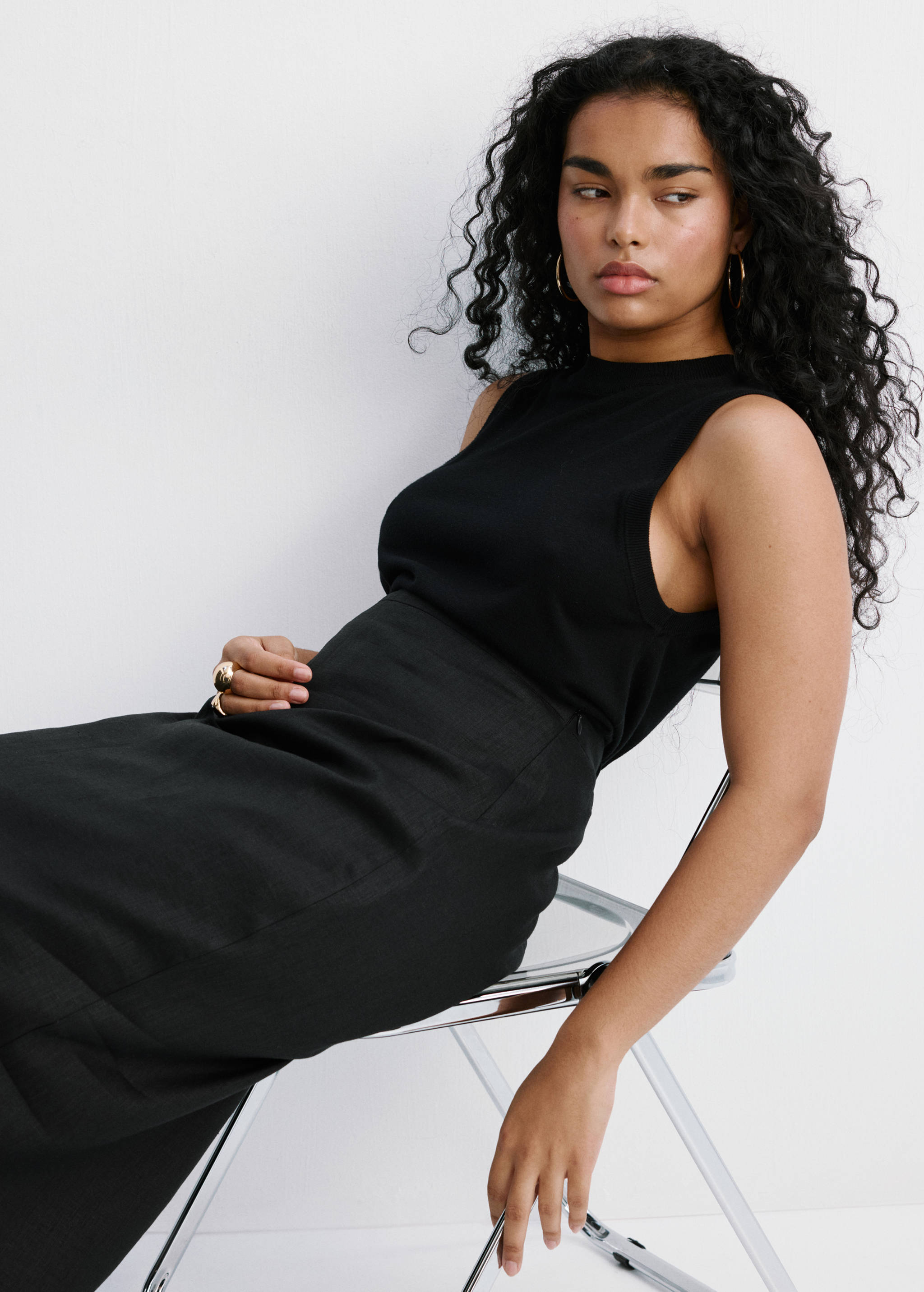 Linen midi skirt - Details of the article 5