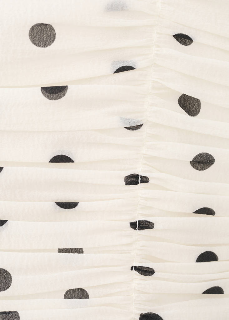 Polka dot ruched top — Ecru