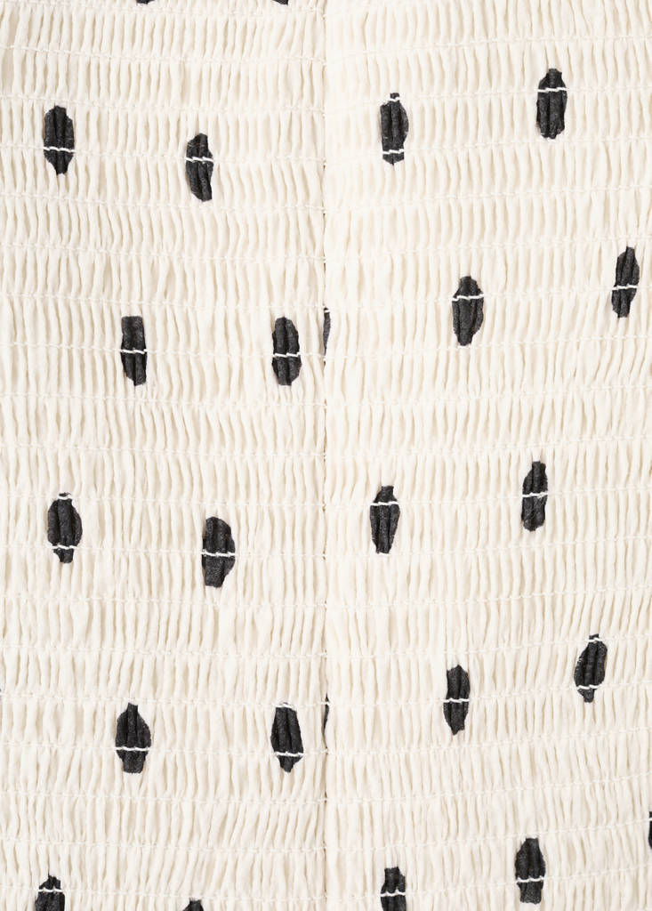 Polka dot ruched top — Ecru