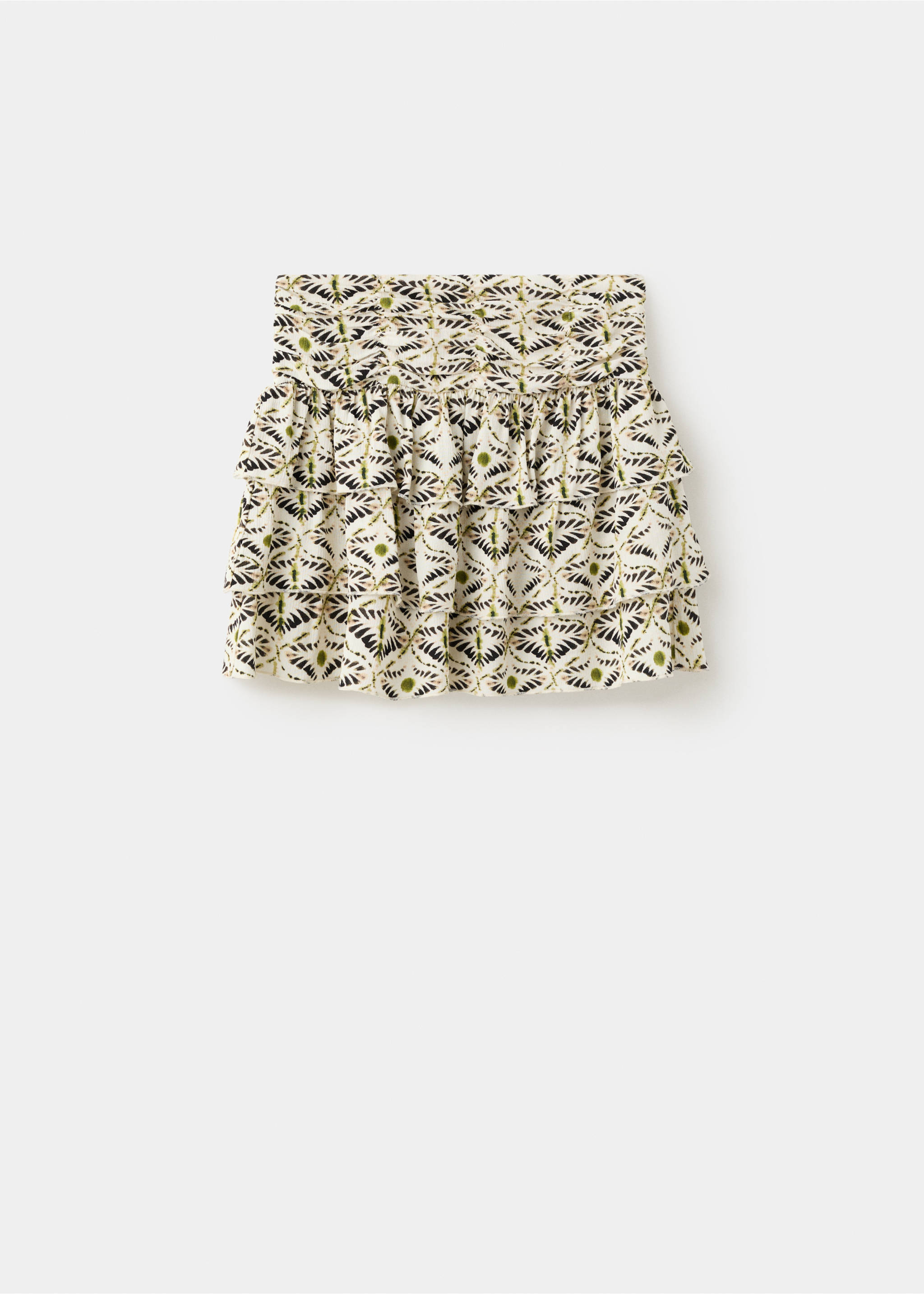 Ruffled short skirt - Article without model, Ecru. Ref: 27097934-00.