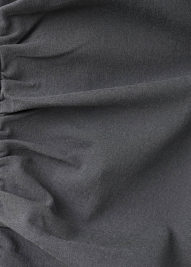 Ruched short dress with flounce hem — Charcoal