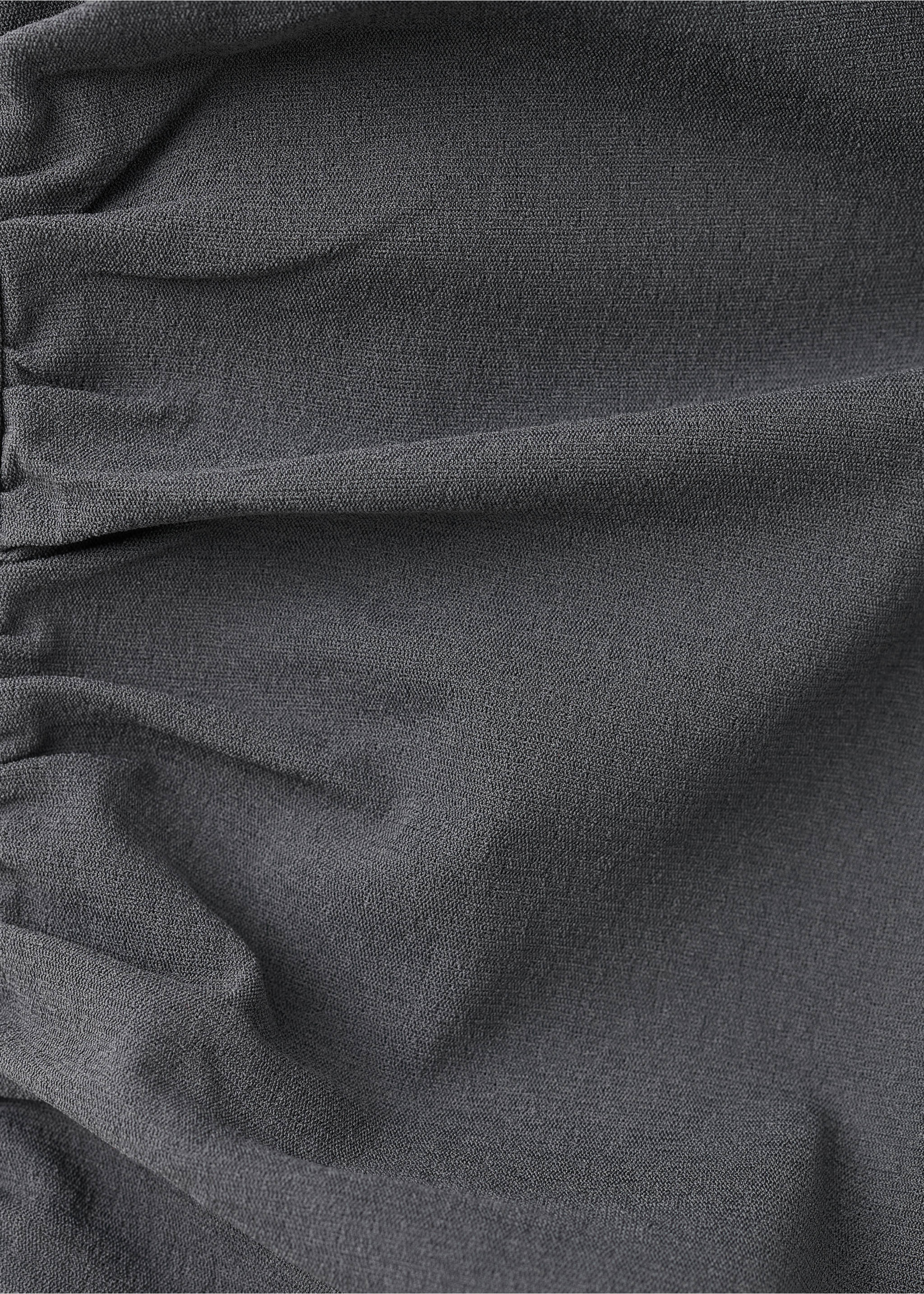 Short ruched dress with ruffled hem - Details of the article 8, Charcoal. Ref: 27097938-00.