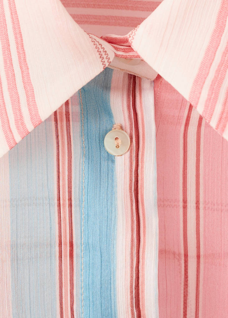 Striped blouse with tie fastening — Blue