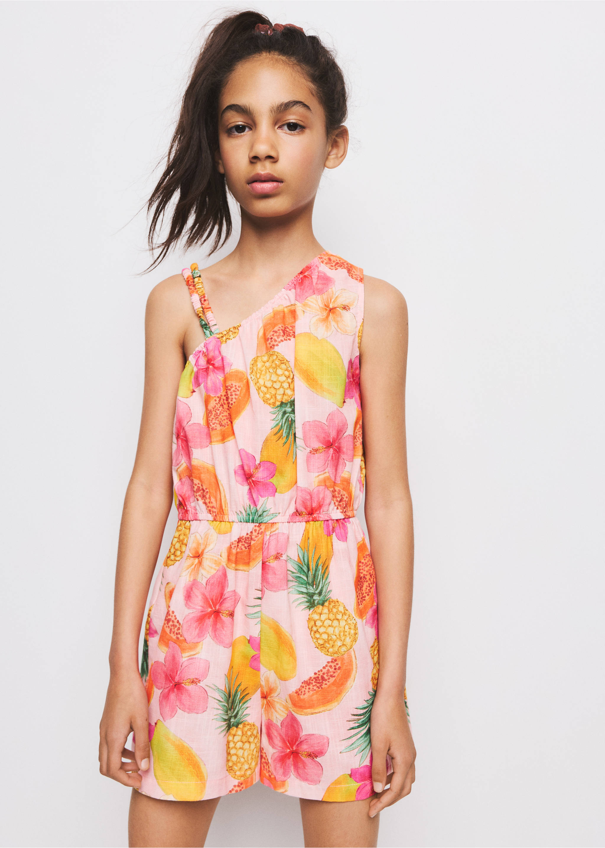 Combinaison asymétrique imprimé tropical - Plan moyen, Rose. Ref: 27097941-00.