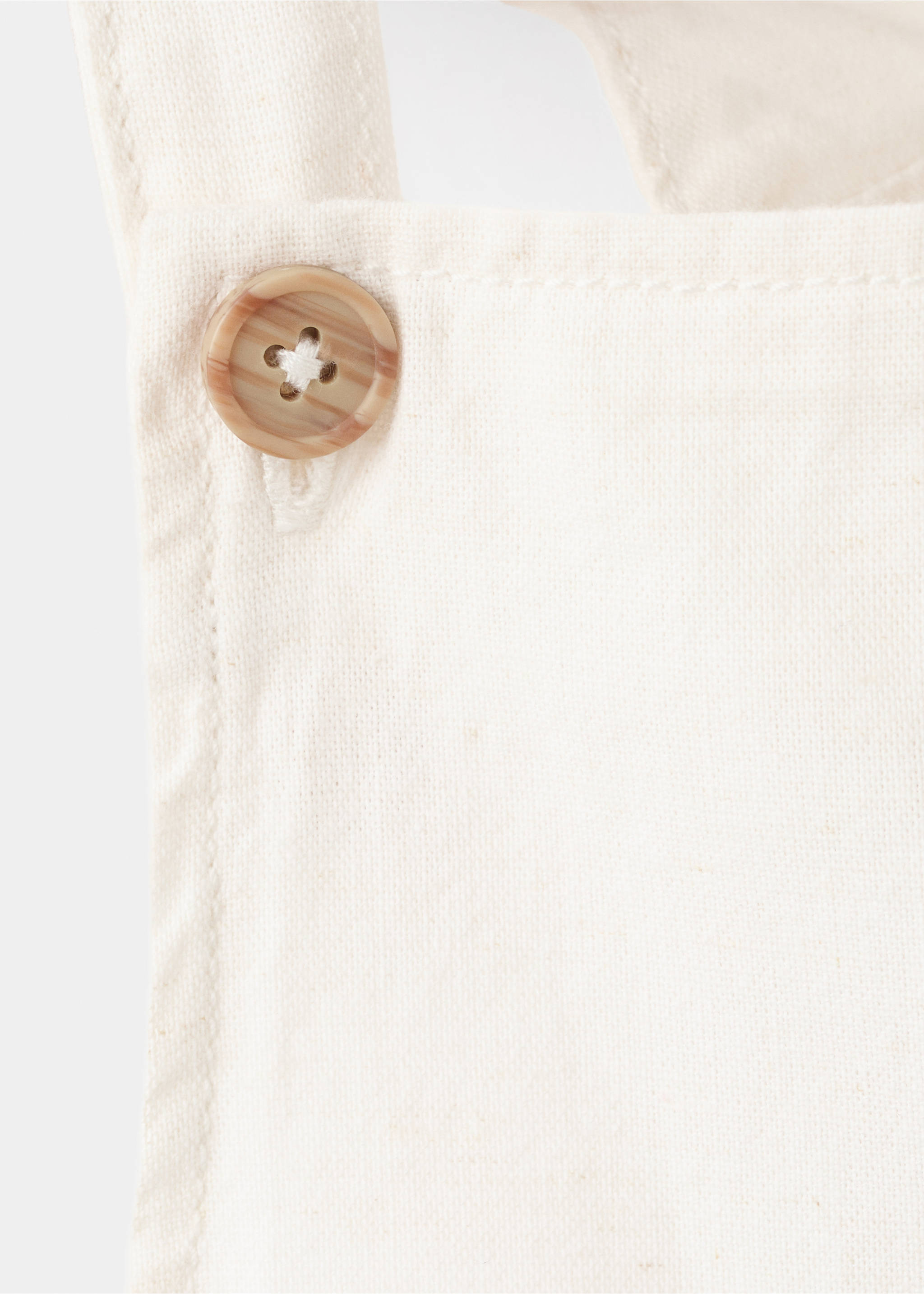 Cotton linen overalls - Details of the article 8, White. Ref: 27098263-00.