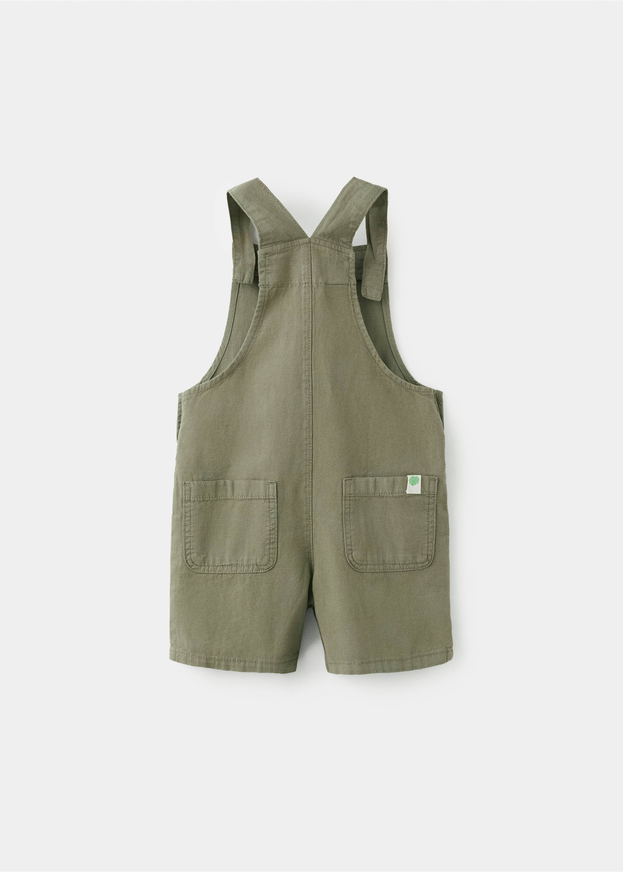 Cotton linen overalls - Reverse of the article, Khaki. Ref: 27098263-00.