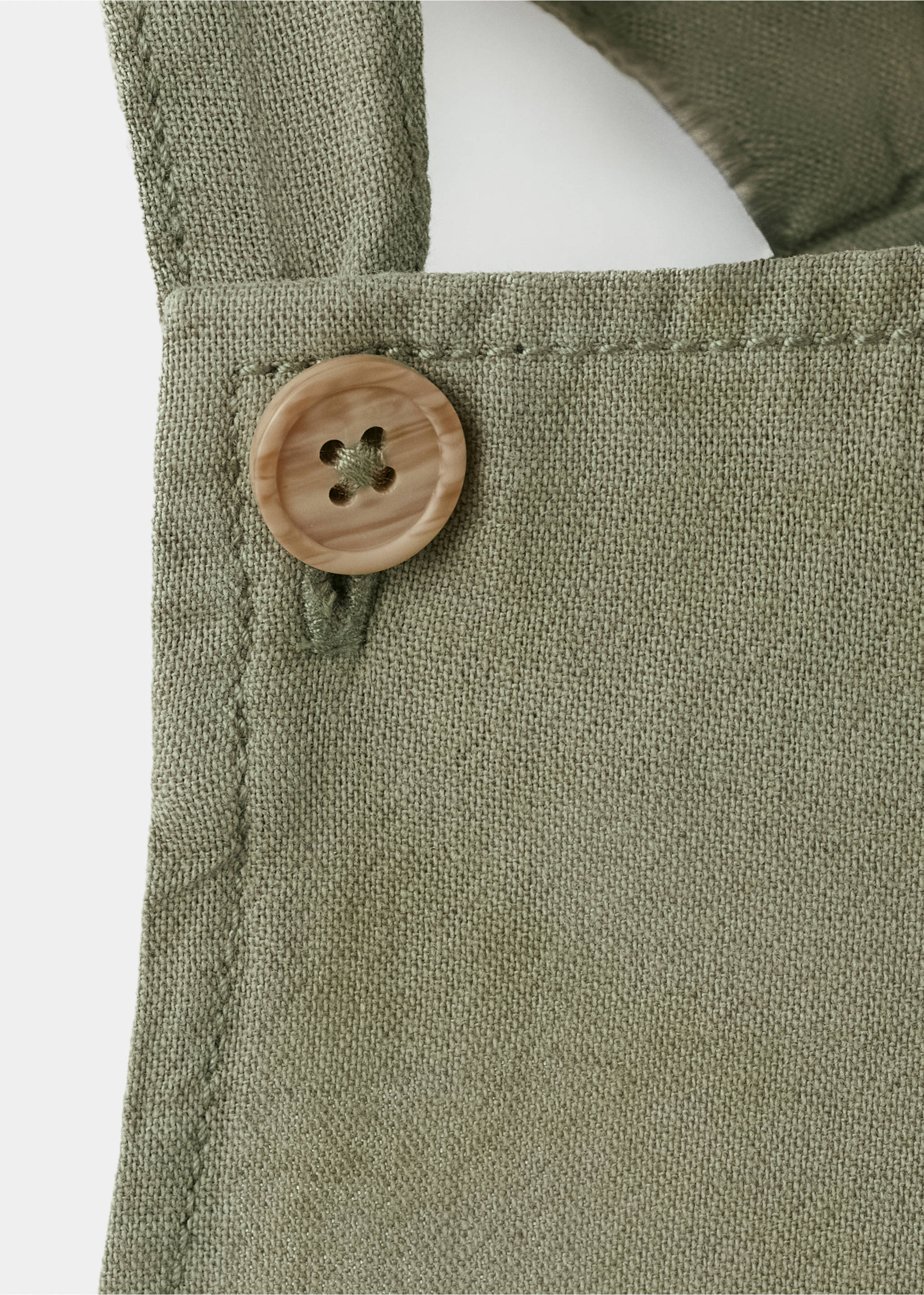 Cotton linen overalls - Details of the article 8, Khaki. Ref: 27098263-00.