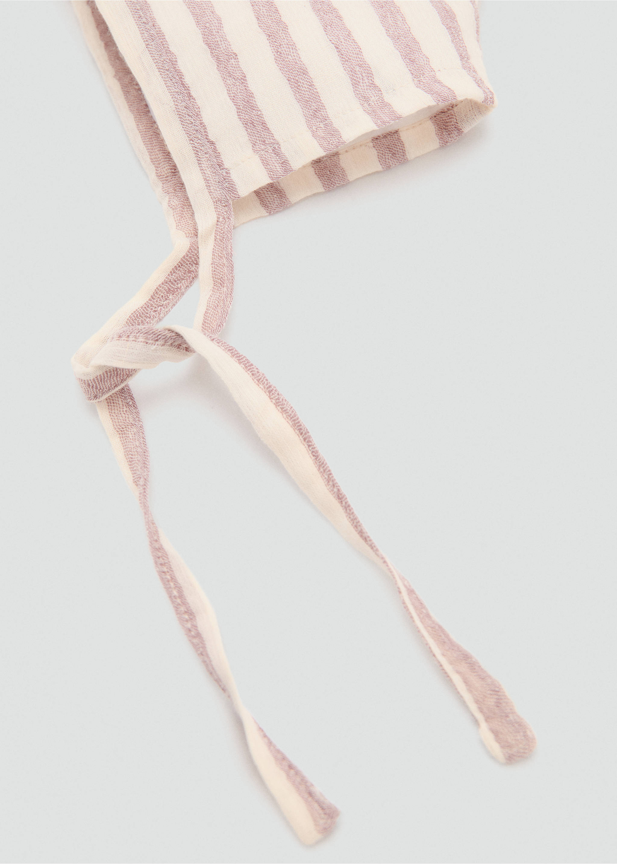 Striped 100% cotton beanie - Details of the article 1, Light/Pastel Purple. Ref: 27098264-00.