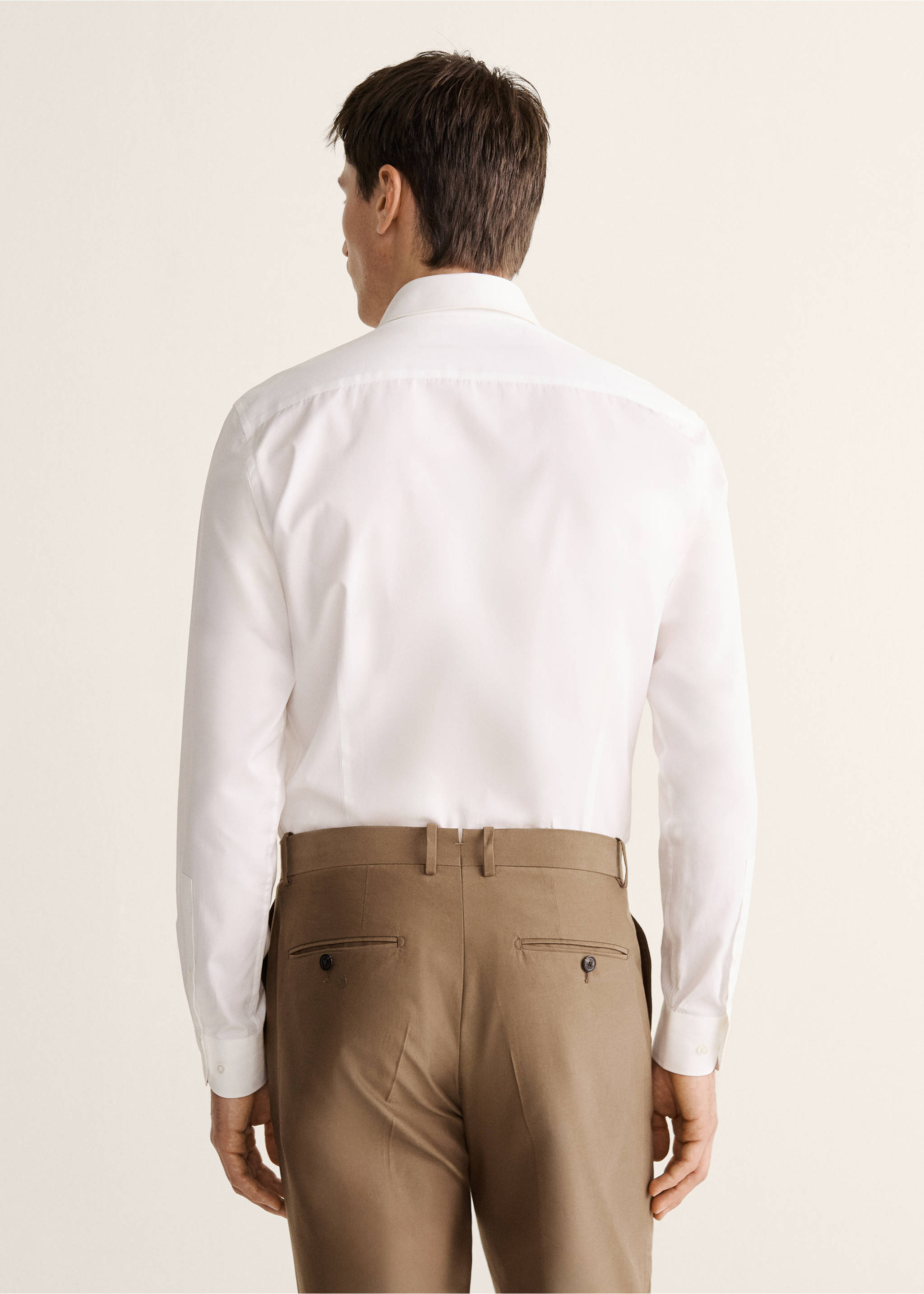 100% cotton slim fit shirt - Reverse of the article, White. Ref: 27098270-00.