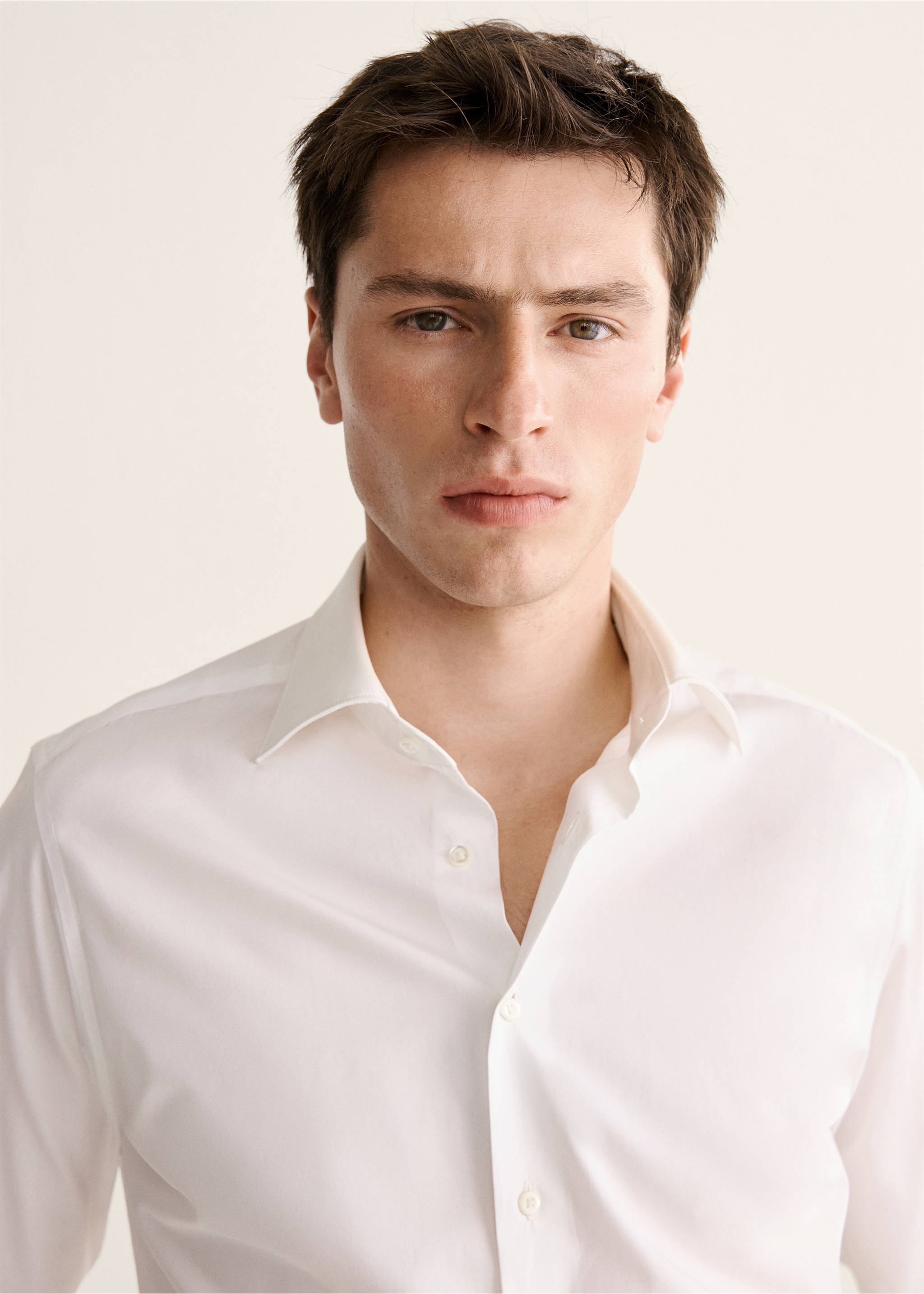 100% cotton slim fit shirt - Details of the article 1, White. Ref: 27098270-00.