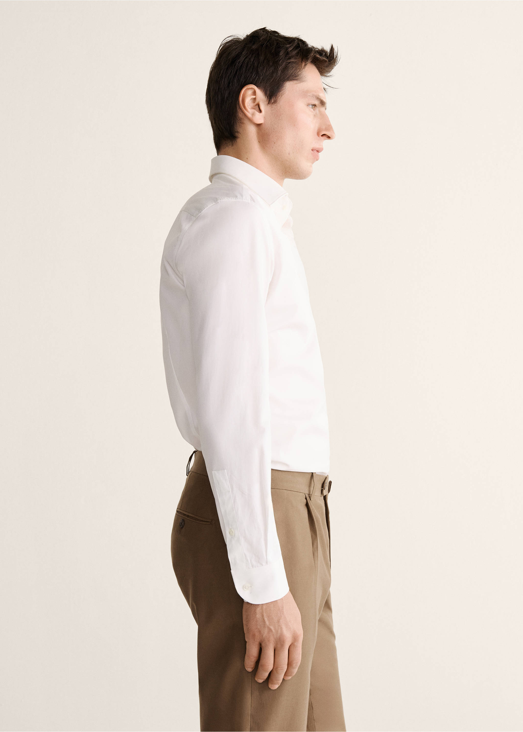 100% cotton slim fit shirt - Details of the article 6, White. Ref: 27098270-00.