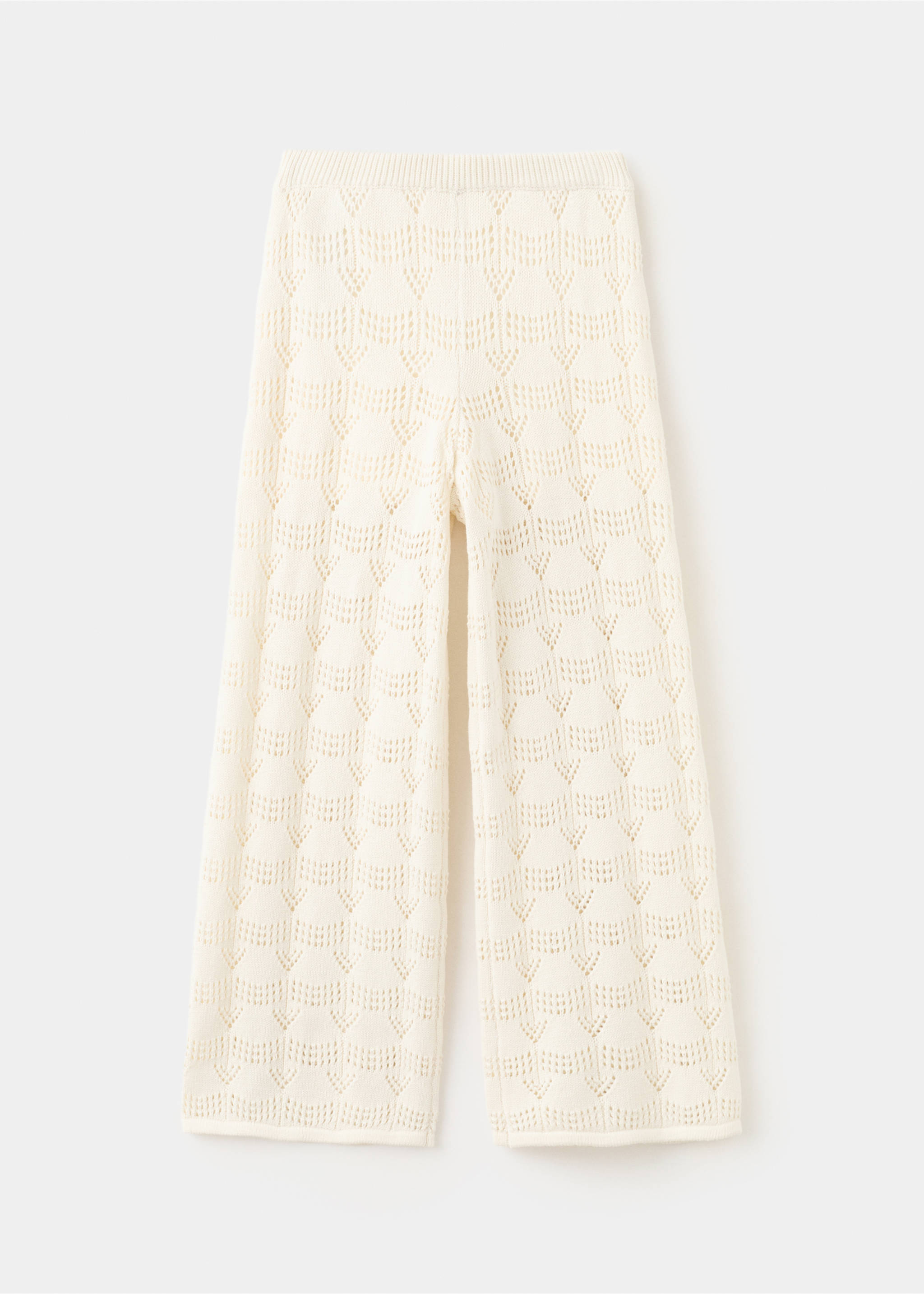 Openwork knit long trousers - Article without model, Off White. Ref: 27098271-00.