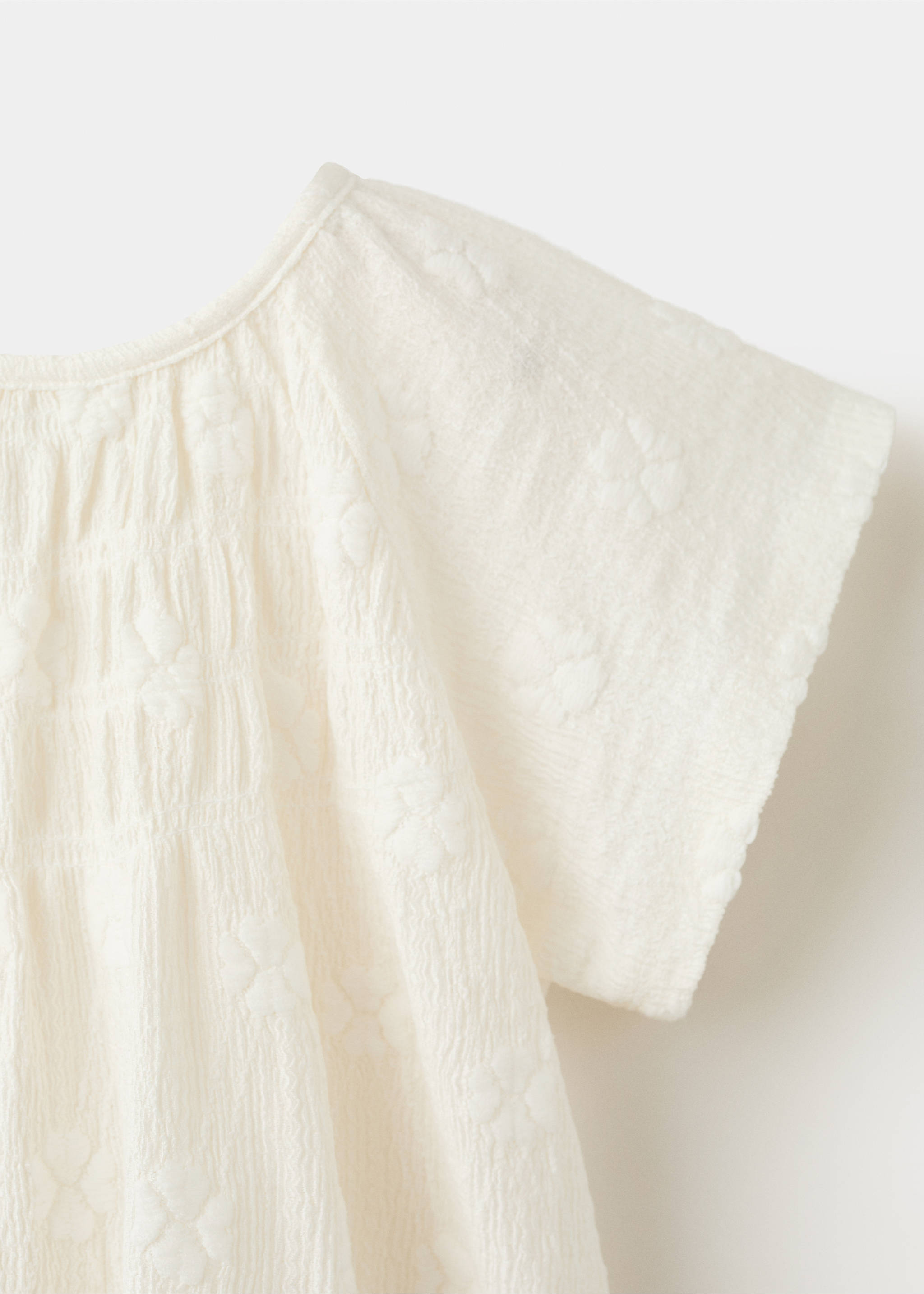 Flowy dress with embroidered details - Details of the article 8, Off White. Ref: 27098273-00.