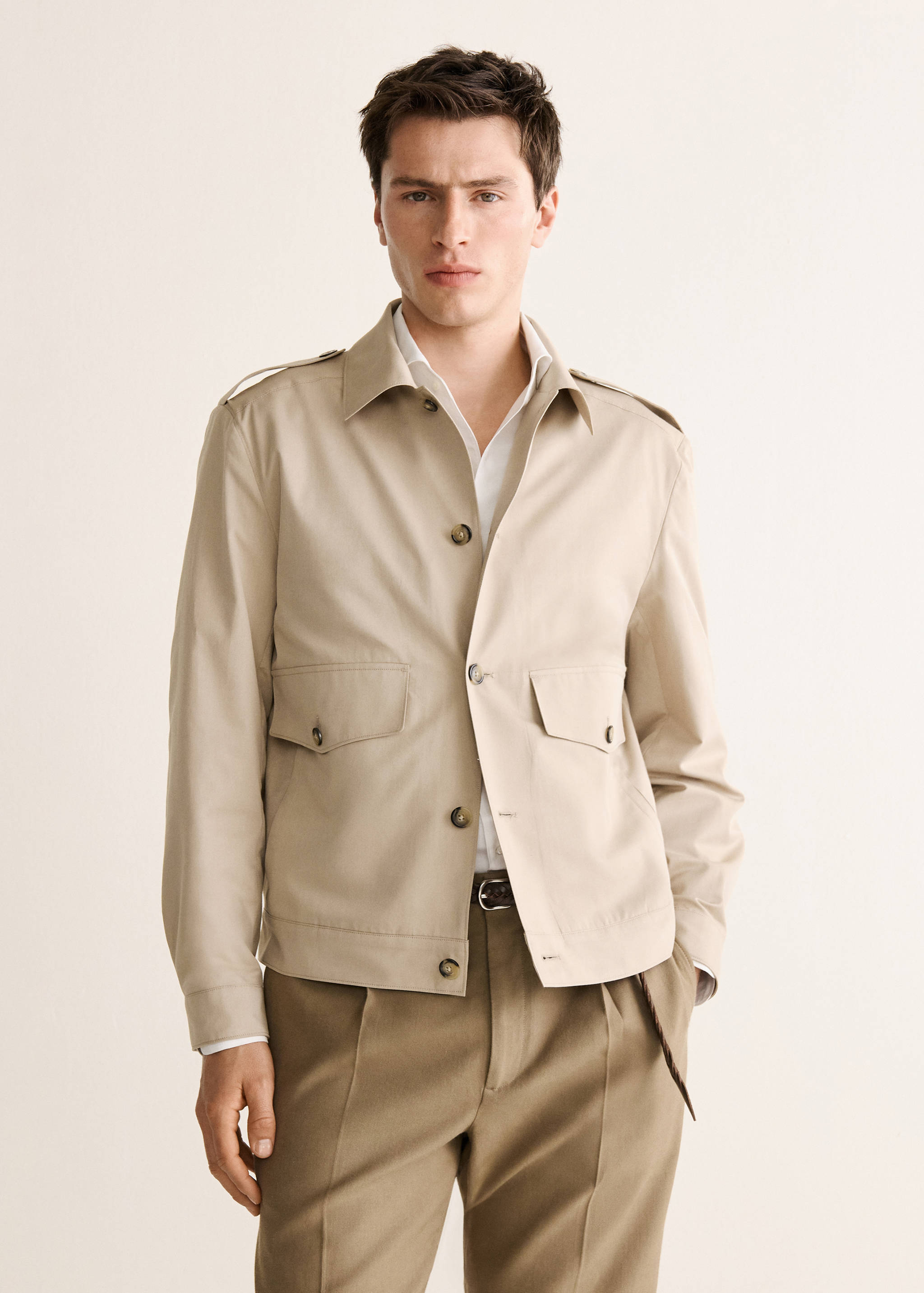 Lightweight cotton blend jacket with pockets - Medium plane