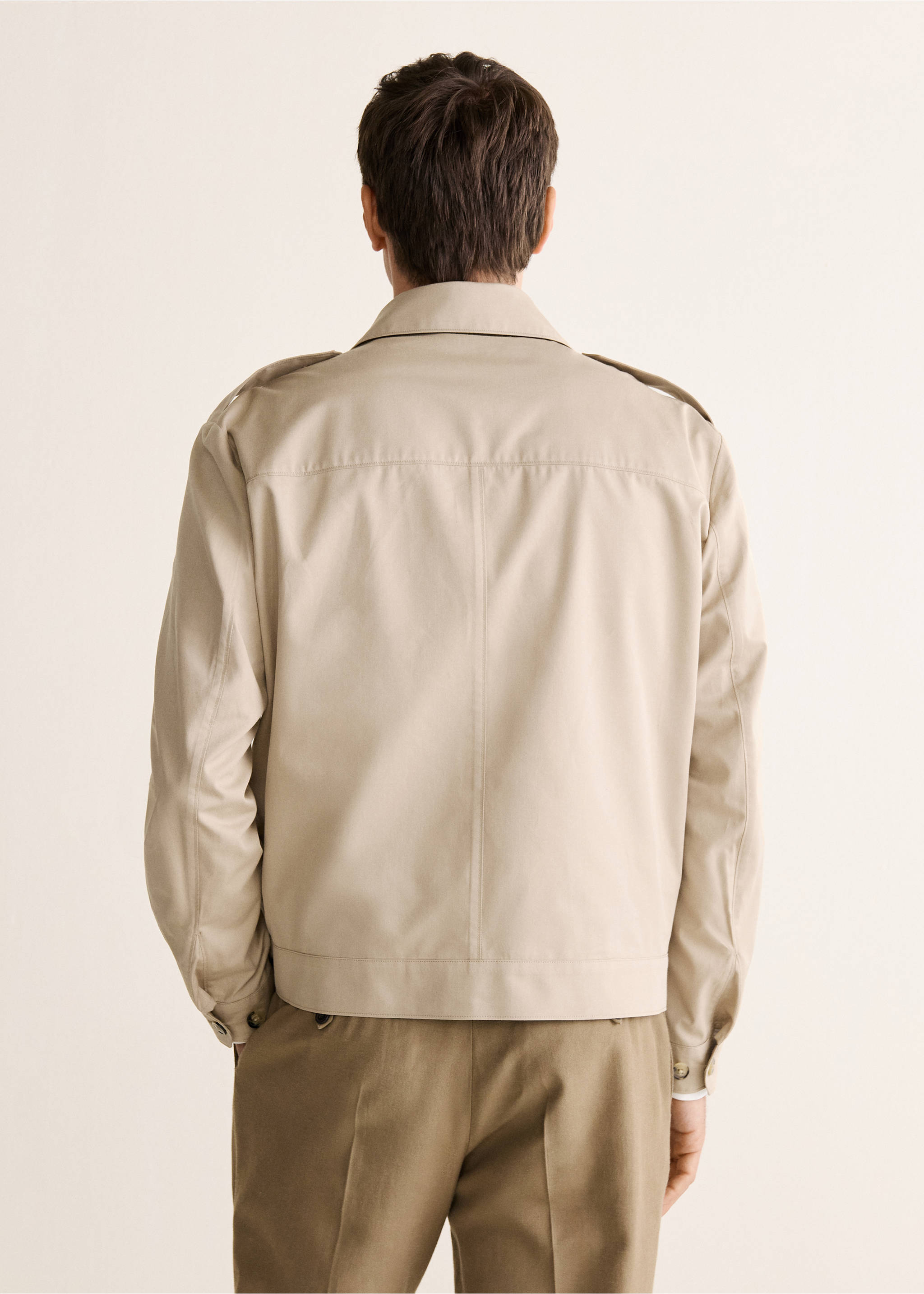Lightweight cotton blend jacket with pockets - Reverse of the article, Beige. Ref: 27098274-00.