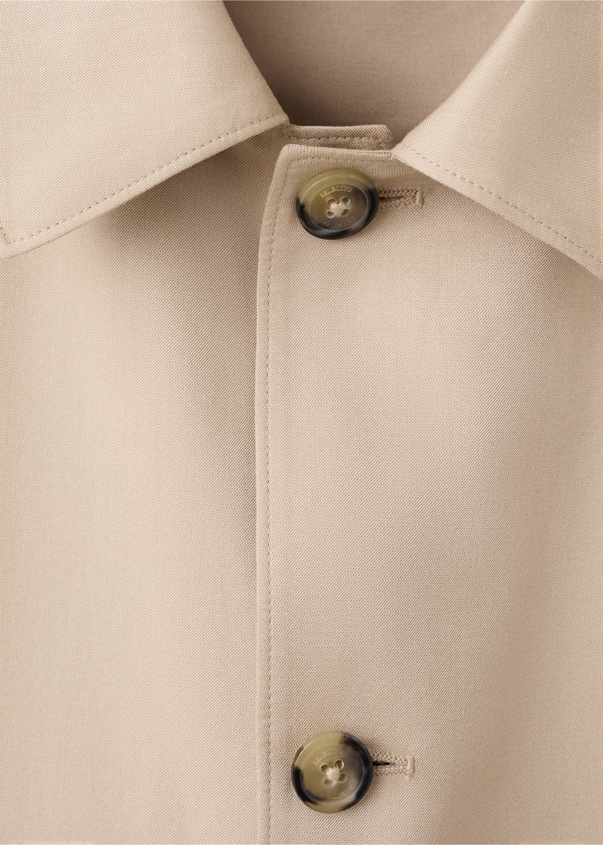 Lightweight cotton blend jacket with pockets - Details of the article 0, Beige. Ref: 27098274-00.