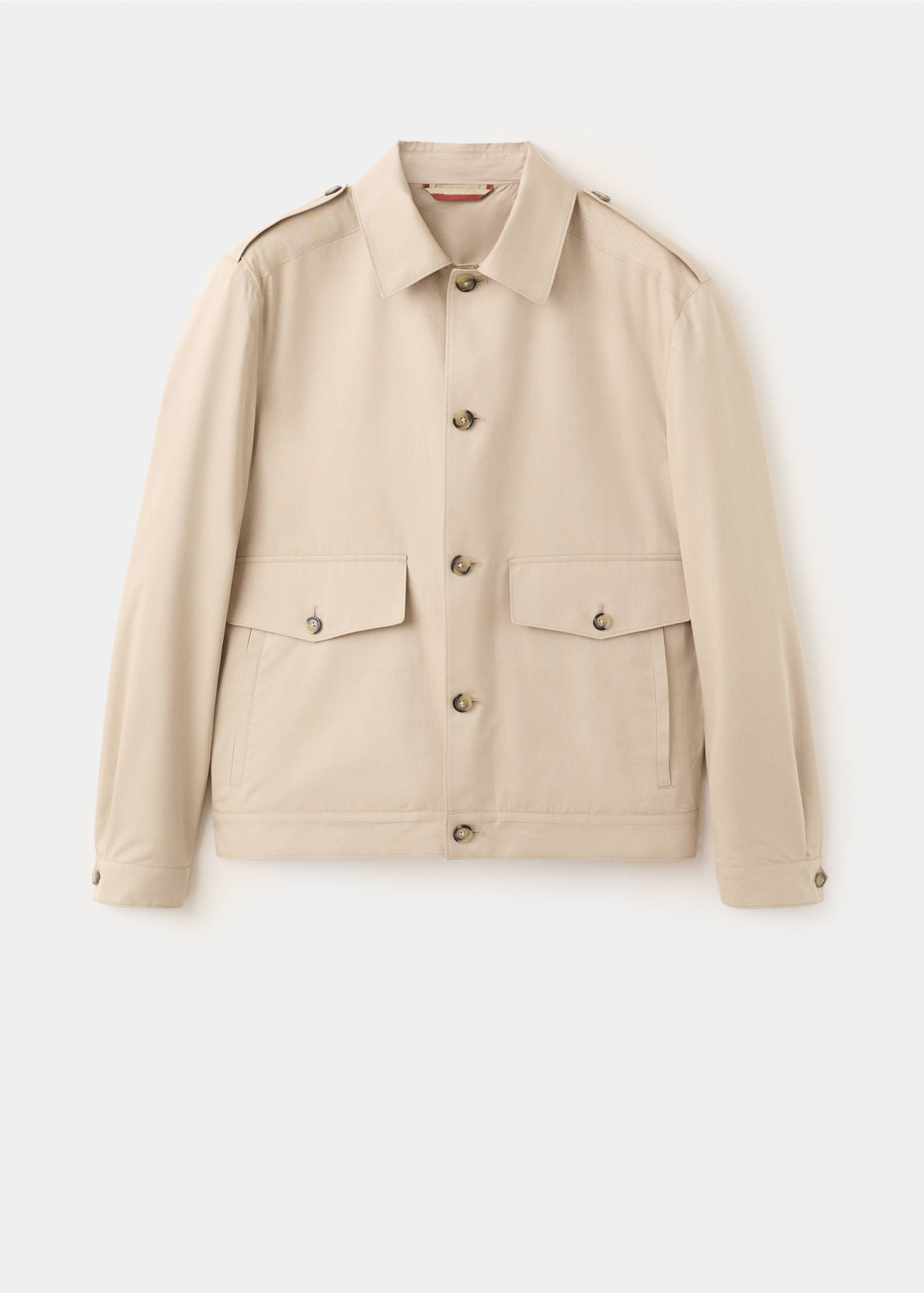 Veste en coton et soie avec boutons - Article sans modèle, Beige. Ref: 27098274-00.