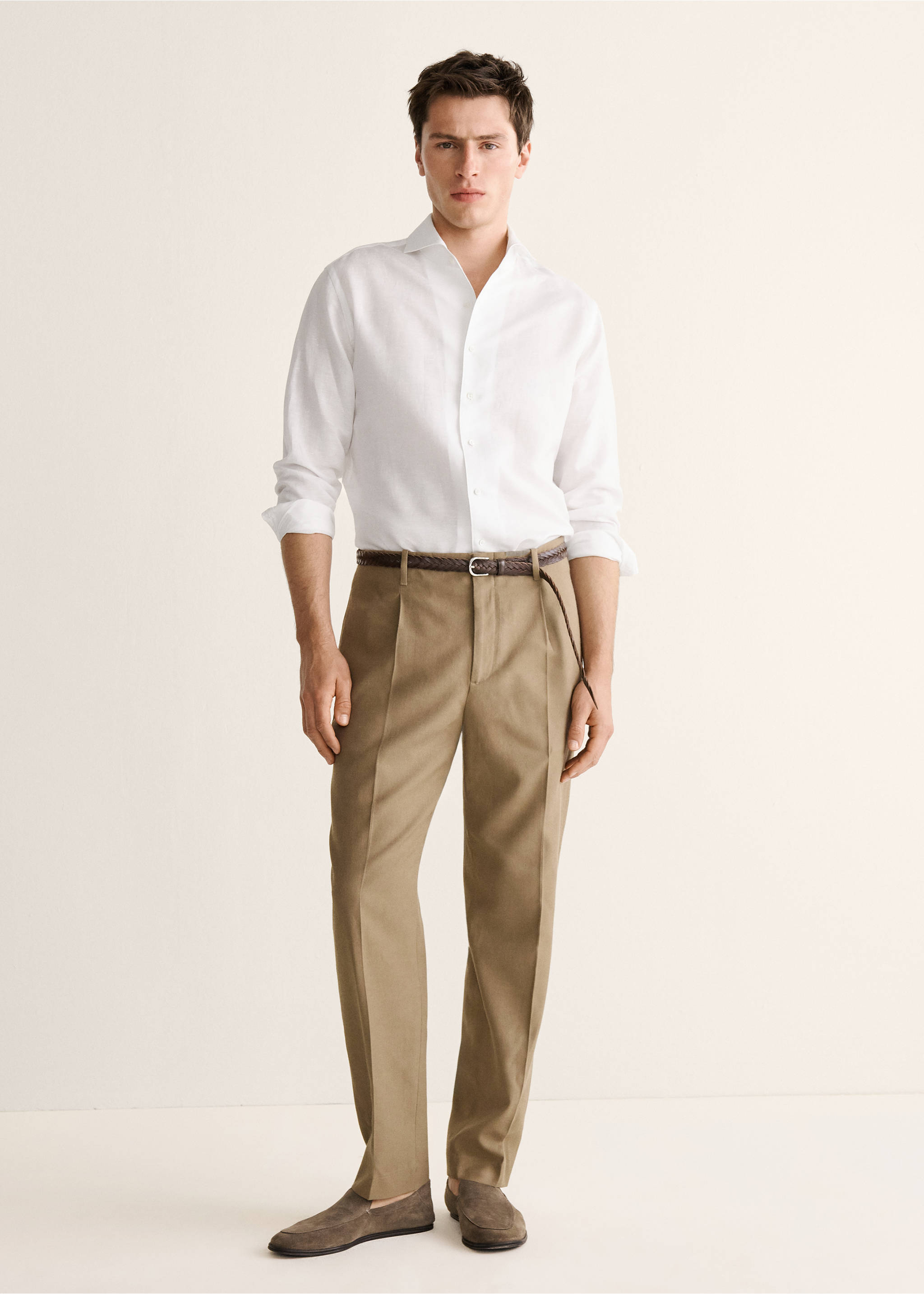 Regular-fit linen shirt - General plane, White. Ref: 27098276-00.