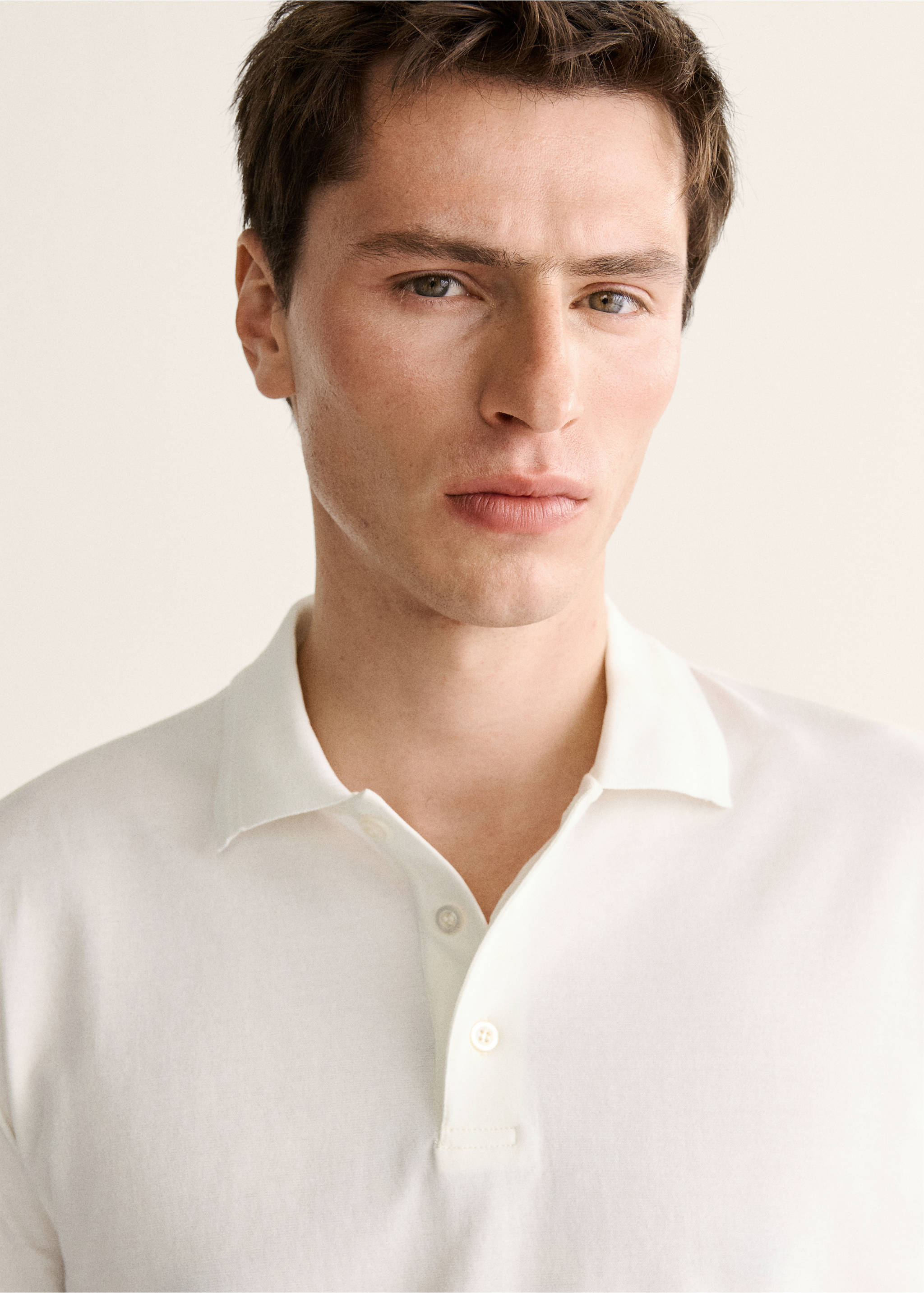 Поло из тонкого трикотажа 100% хлопок - Деталь изделия 1, Грязно-белый. Ref: 27098277-00.