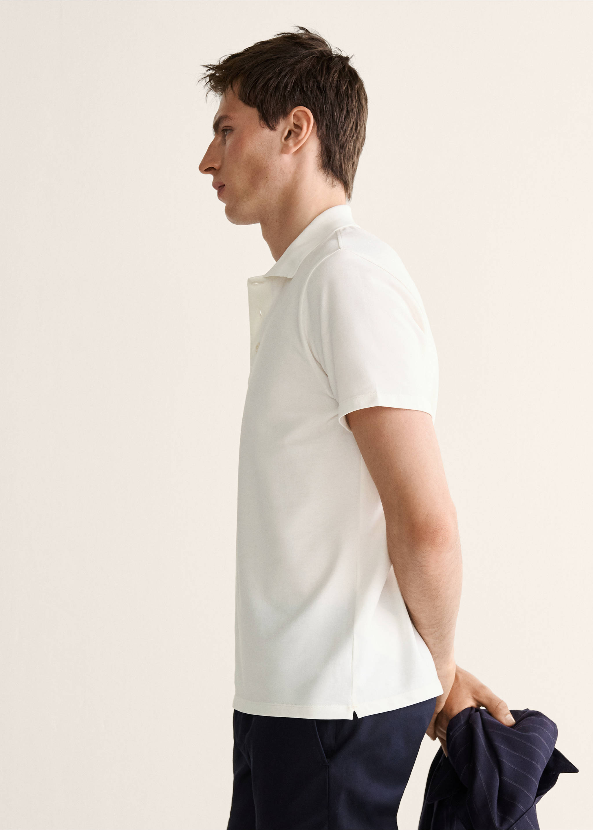 Поло из тонкого трикотажа 100% хлопок - Деталь изделия 2, Грязно-белый. Ref: 27098277-00.