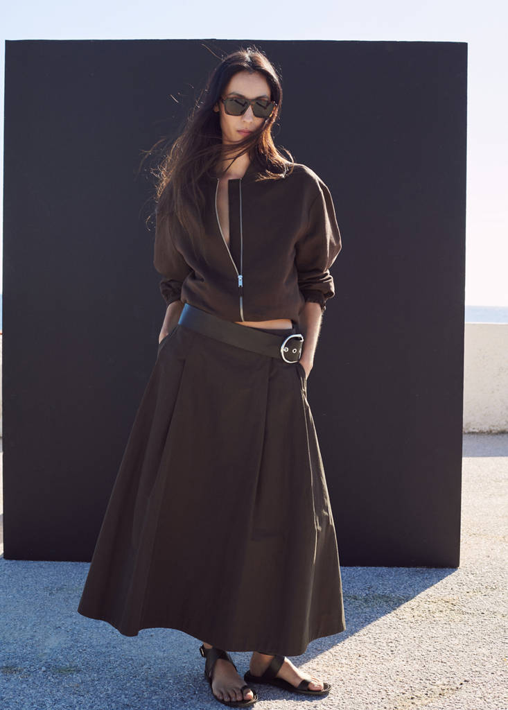 Flared midi-skirt — Chocolate