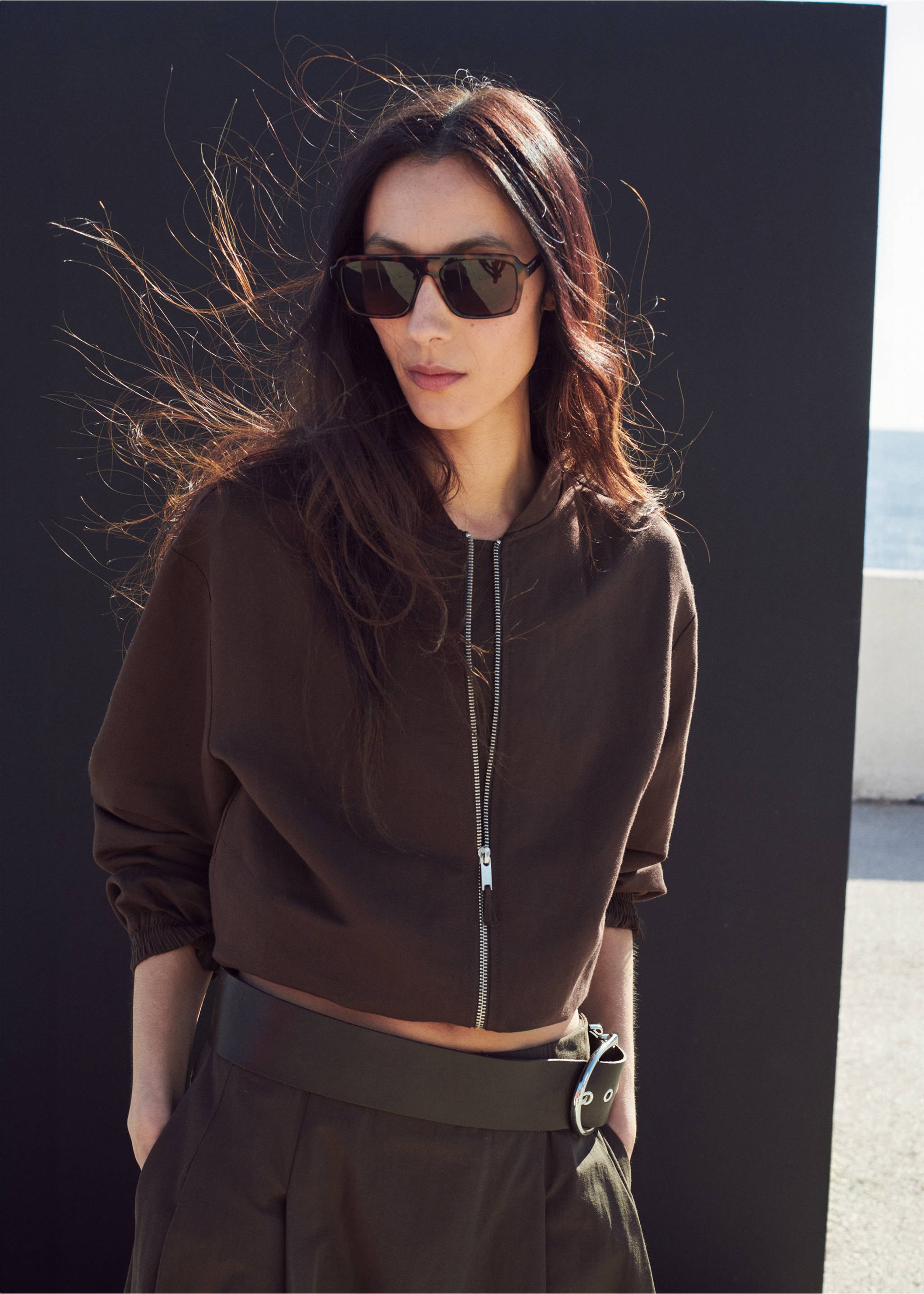 Faldilla midi evasé - Pla mig, Xocolata. Ref: 27098646-01.