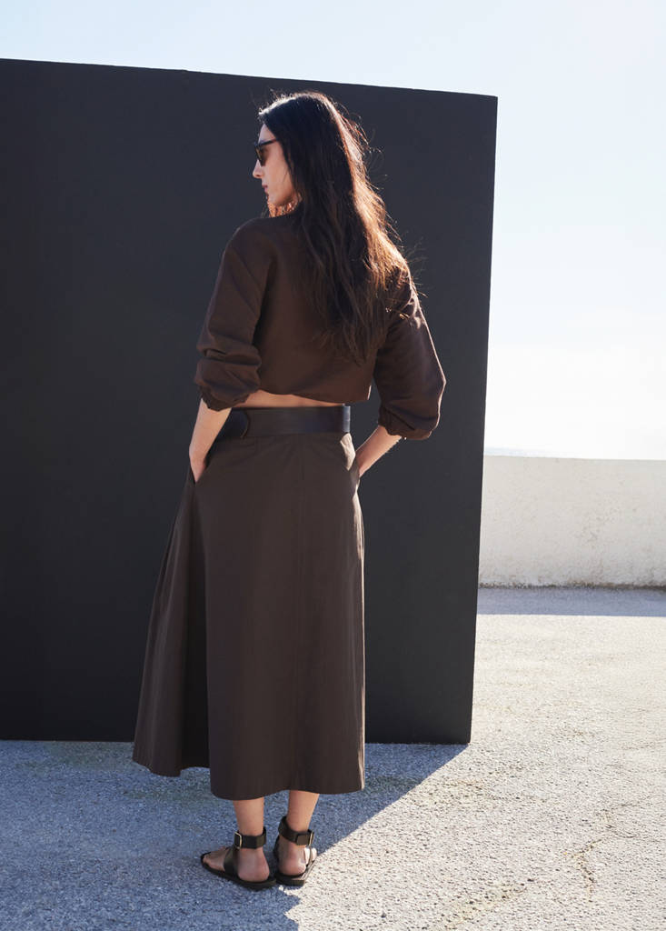 Flared midi-skirt — Chocolate