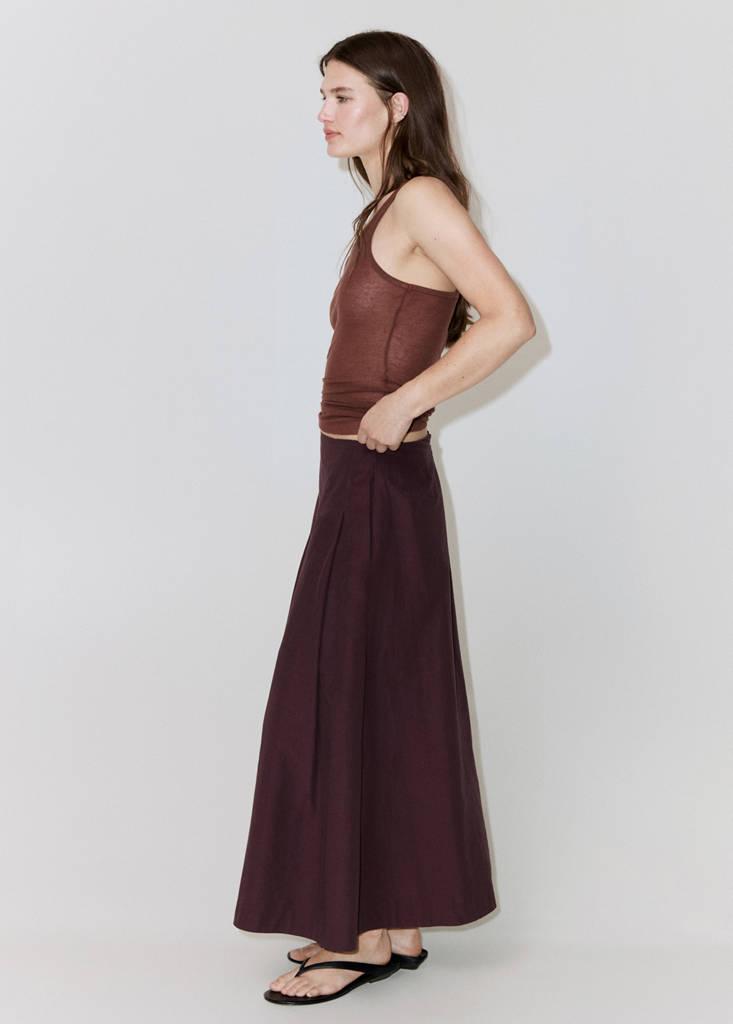 Flared midi-skirt — Maroon