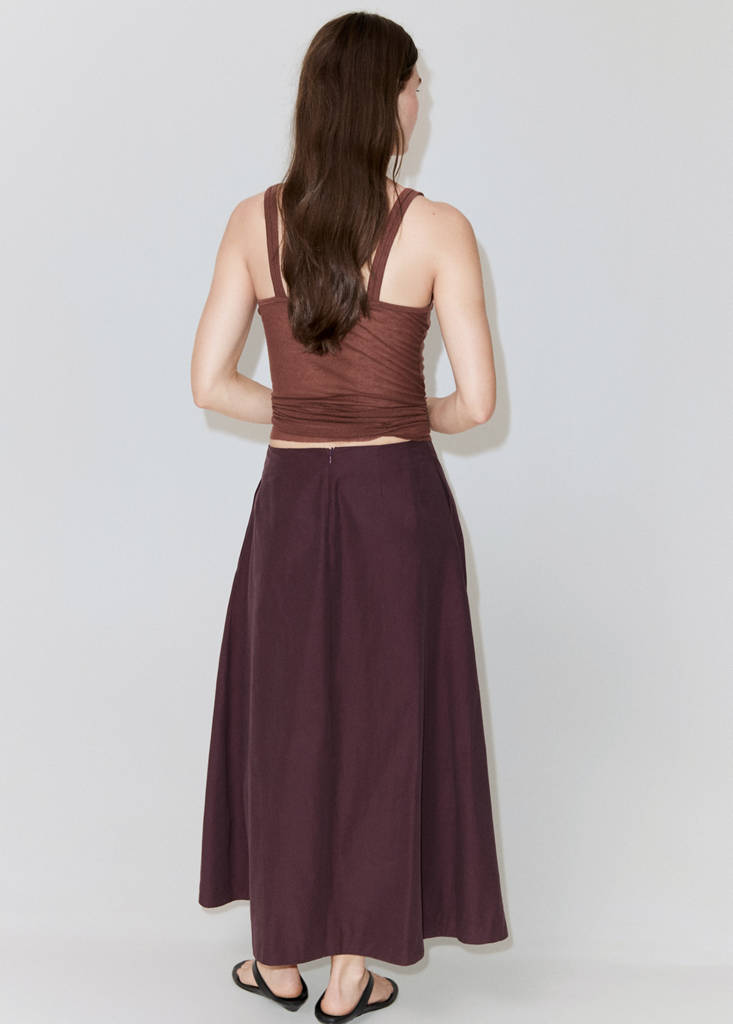 Flared midi-skirt — Maroon