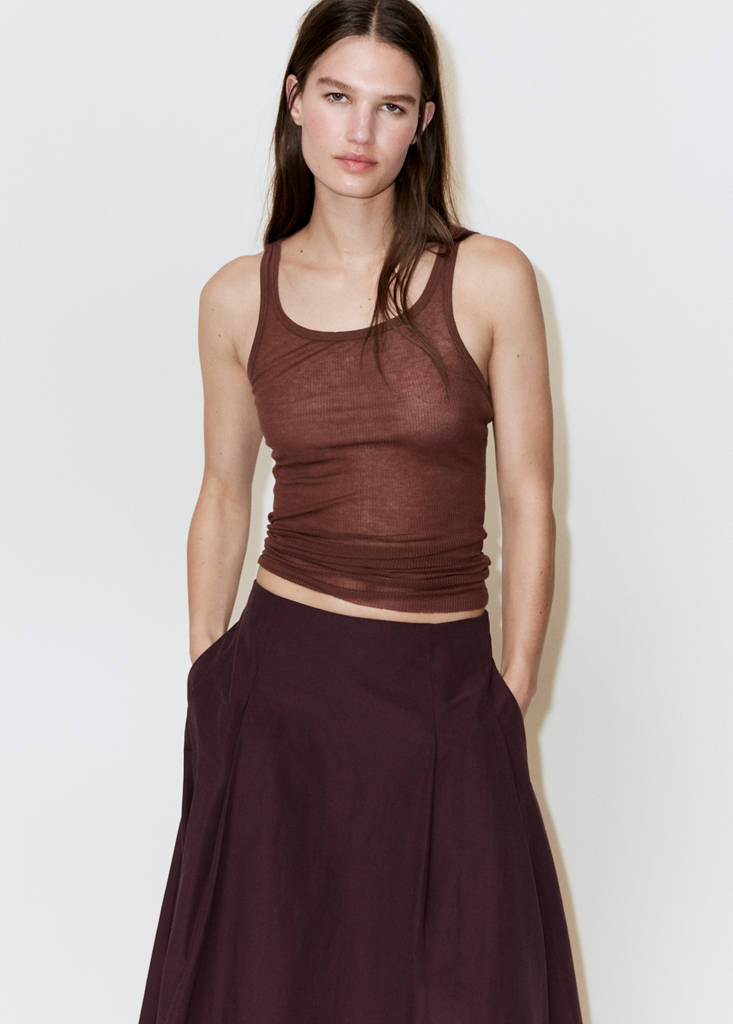 Flared midi-skirt — Maroon