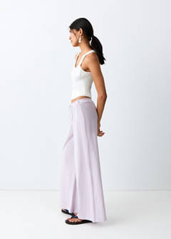 100% straight-fit cotton trousers — Lilac 1