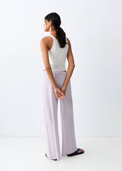 100% straight-fit cotton trousers — Lilac 5