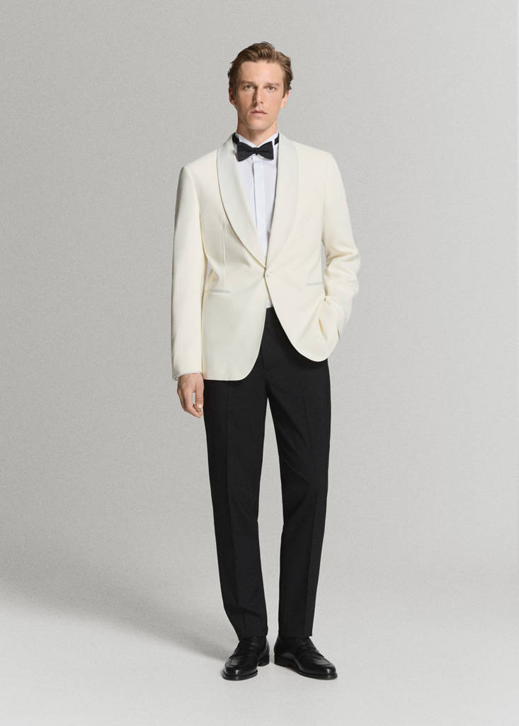 Slim fit tuxedo collar shirt — White