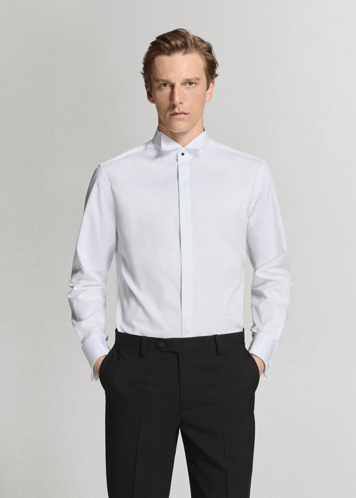 Slim fit tuxedo collar shirt — White