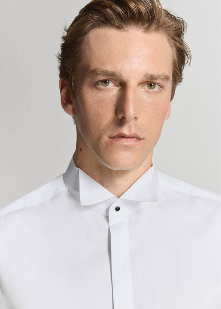 Slim fit tuxedo collar shirt — White